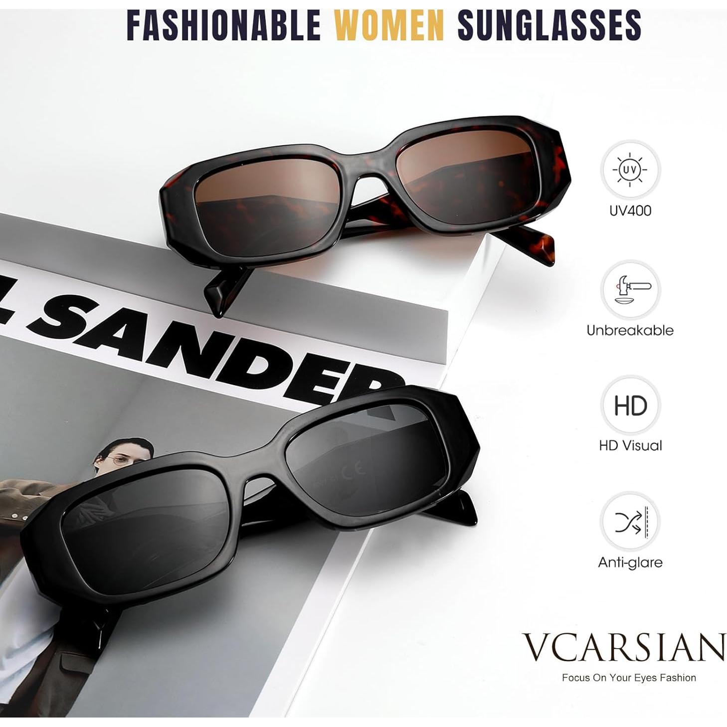 Gafas de sol rectangulares UV400 Vcarsian estilo Y2K unisex