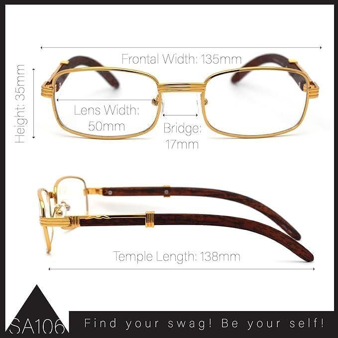 Gafas Rectangulares de Metal SA106 Vintage Art Nouveau