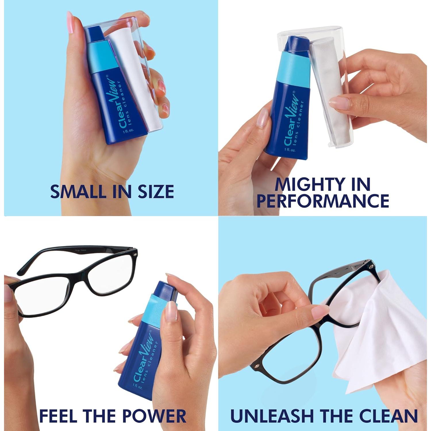 Kit de Limpiador de Lentes Clear View - Portátil con Spray y Paño