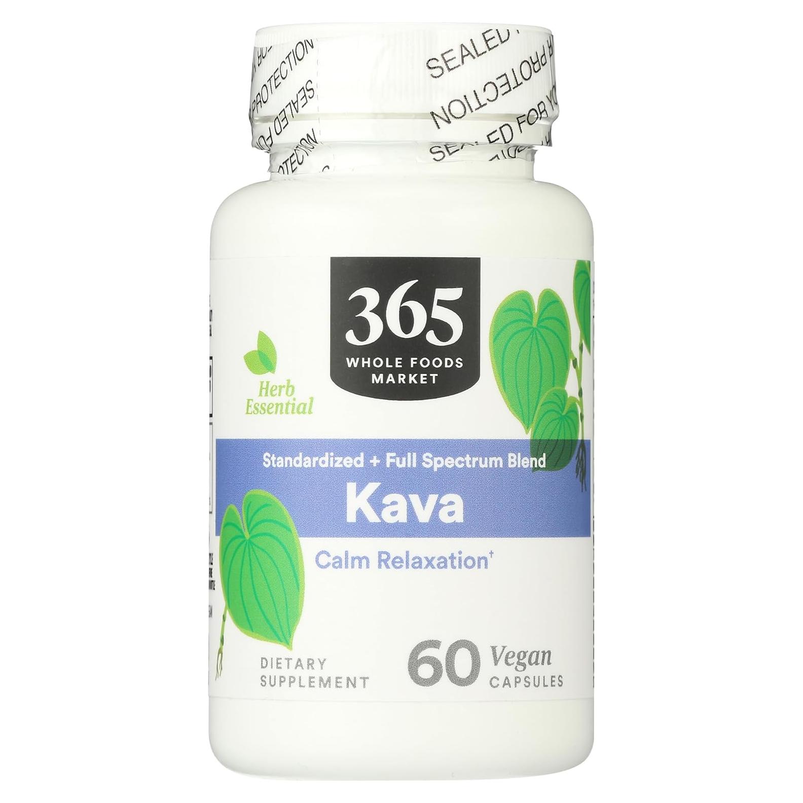 Suplemento Kava 365 Whole Foods Market 60 Cápsulas Veganas