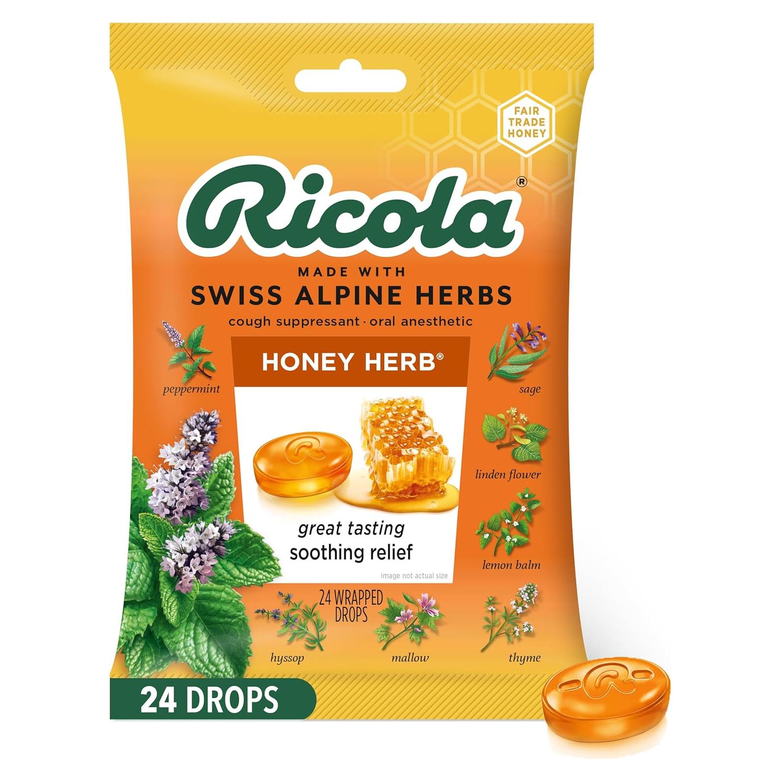 Caramelos para la Tos Ricola Miel y Hierbas 24 Unidades