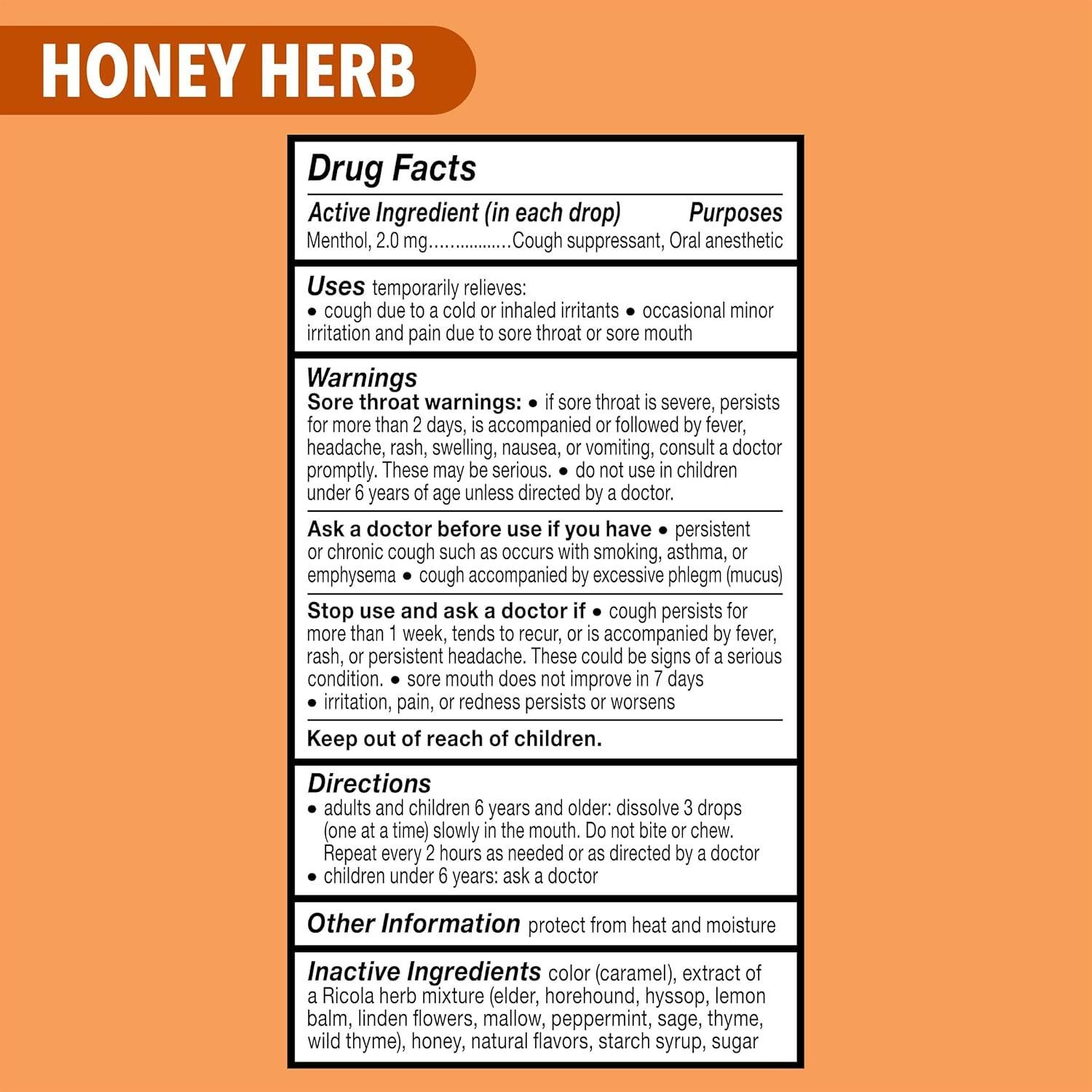 Caramelos para la Tos Ricola Miel y Hierbas 24 Unidades