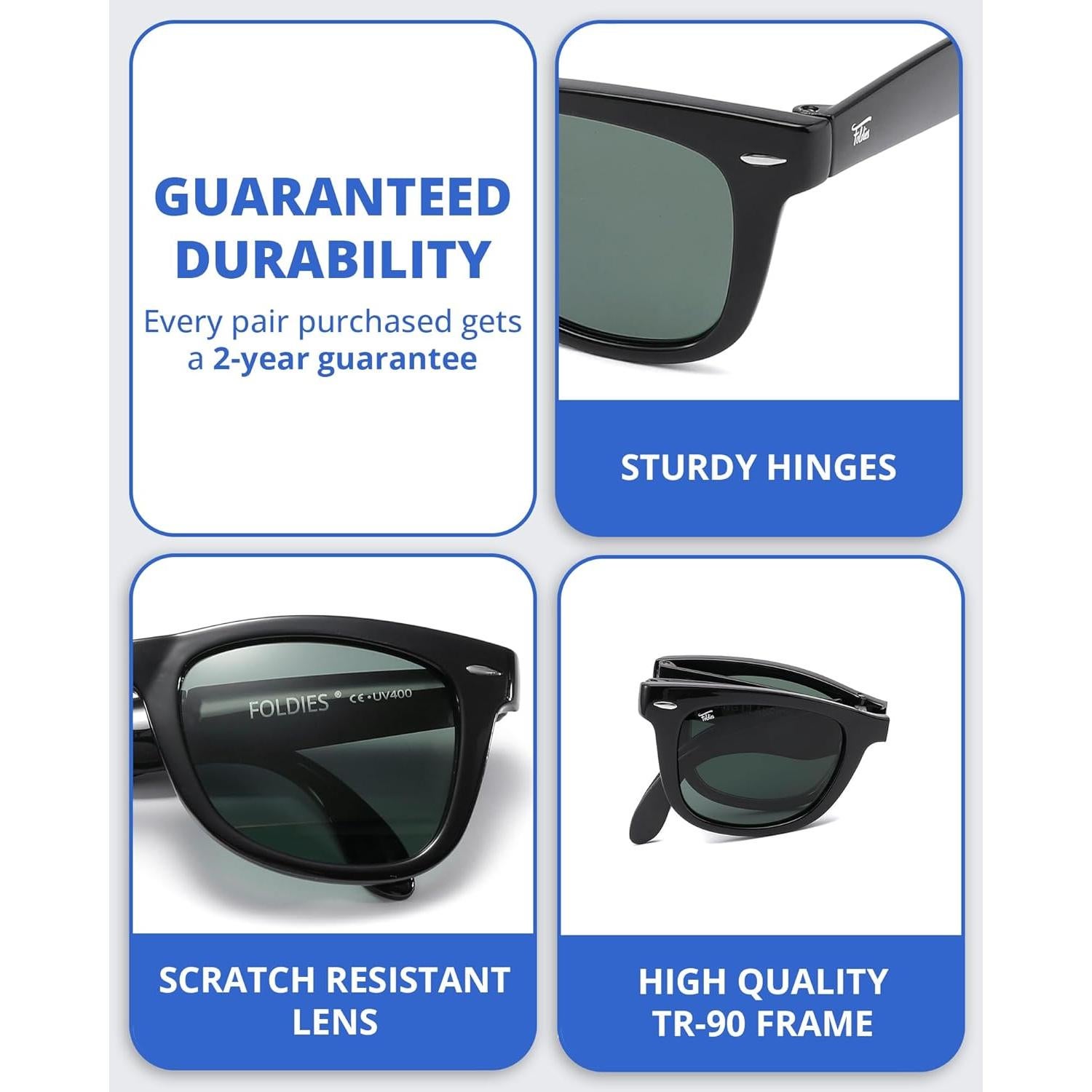 Gafas de sol plegables HepTEK UV400 con estuche de cuero