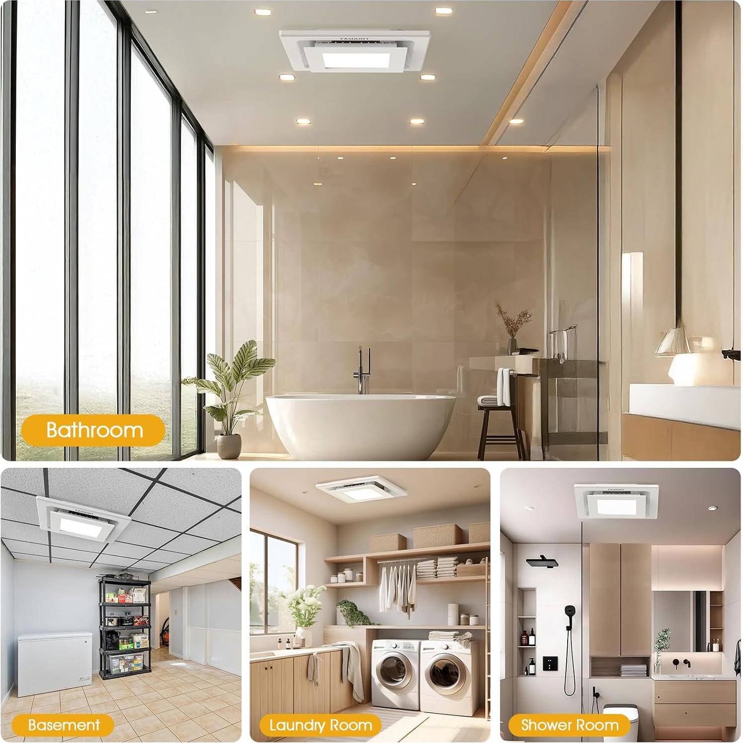 Ventilador Extractor de Baño FASDUNT con Luz LED 120 CFM