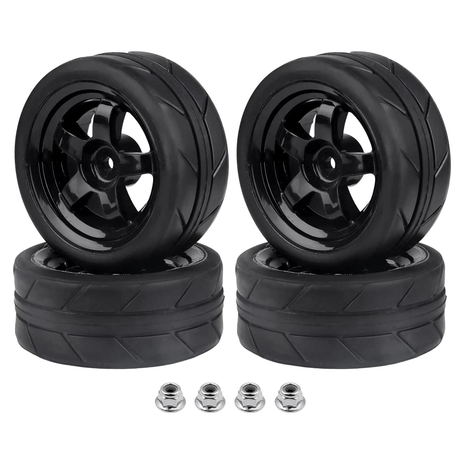 Ruedas de 12mm Hobbyfire con Neumáticos de Goma 65mm para RC