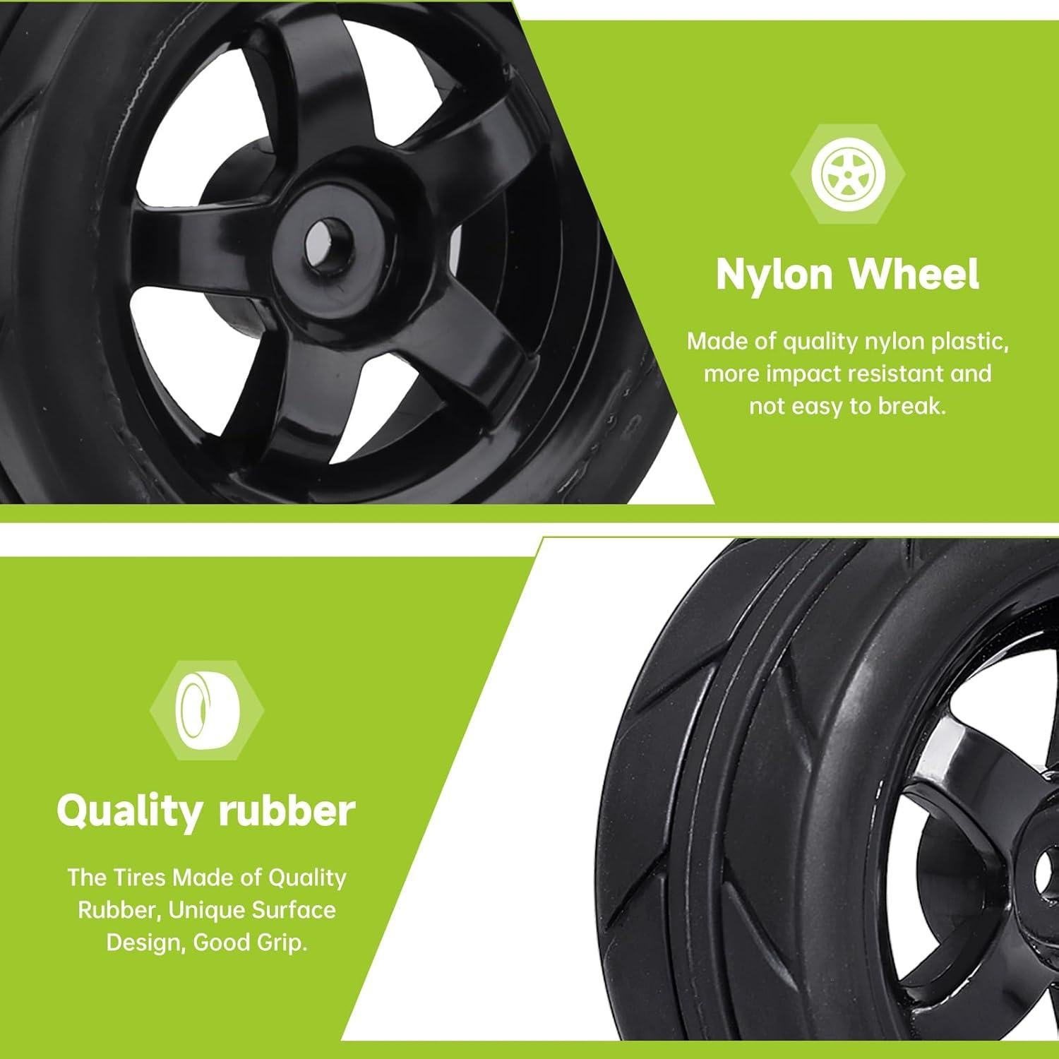 Ruedas de 12mm Hobbyfire con Neumáticos de Goma 65mm para RC