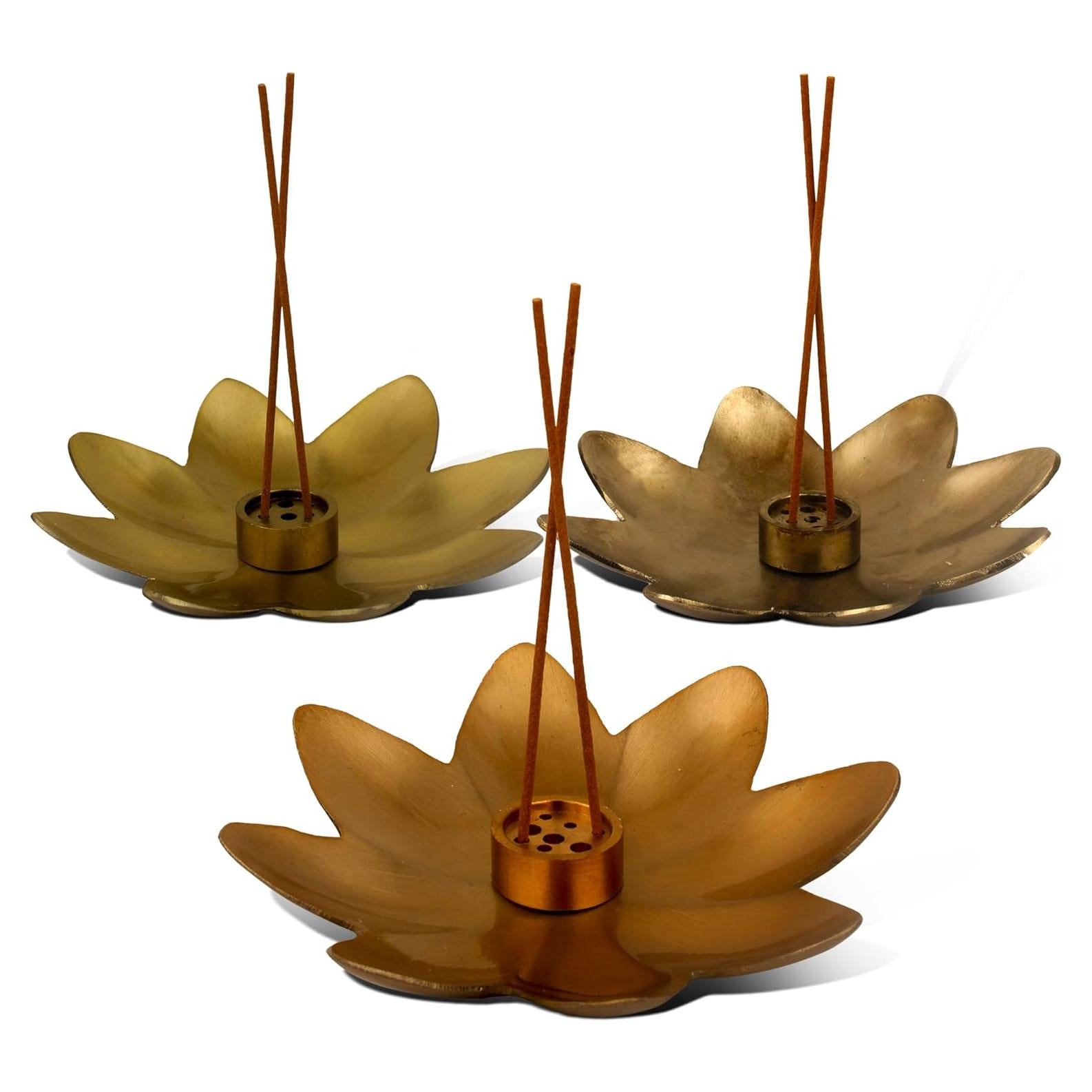 Soporte de Incienso Raajsee - Set de 3 Flores de Latón