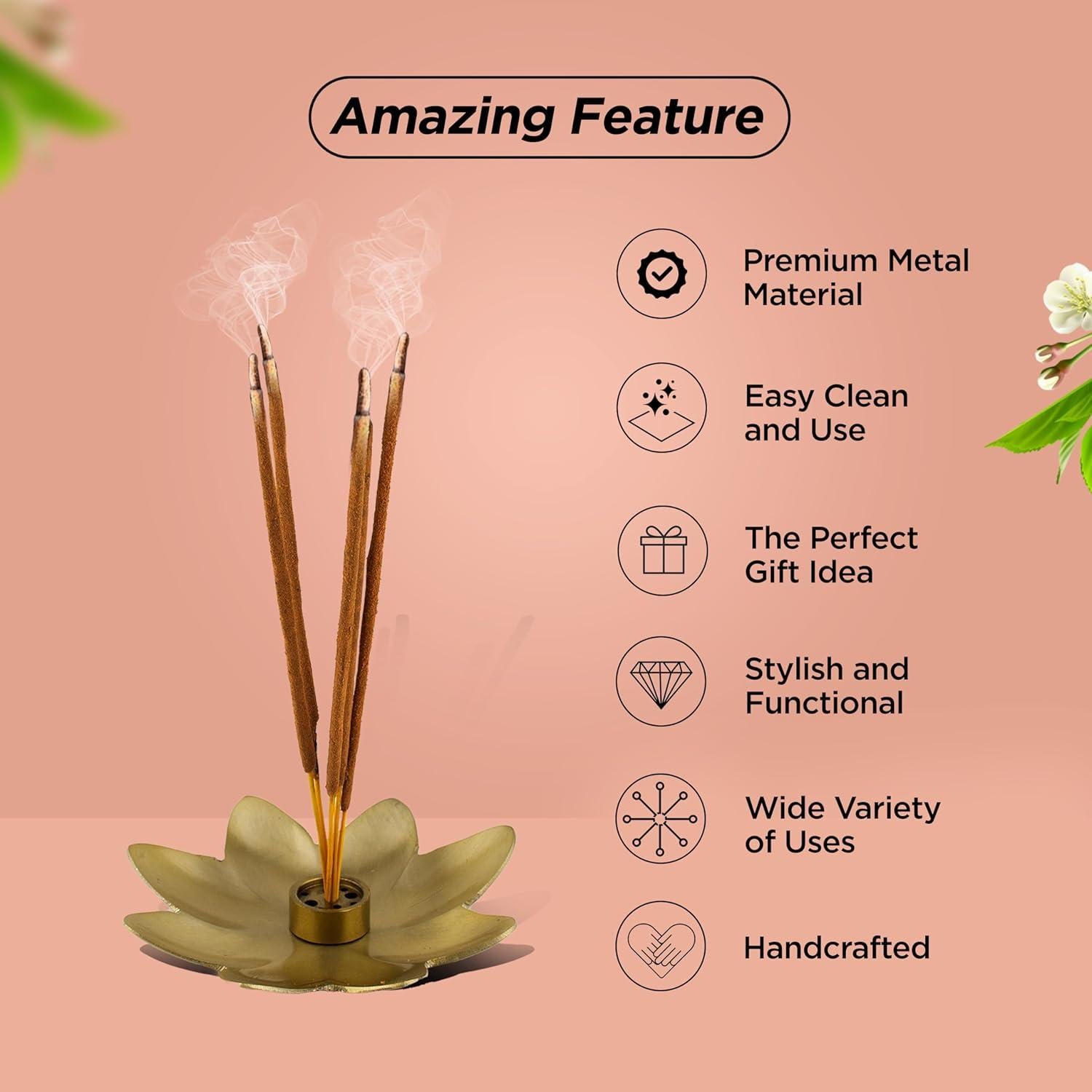 Soporte de Incienso Raajsee - Set de 3 Flores de Latón