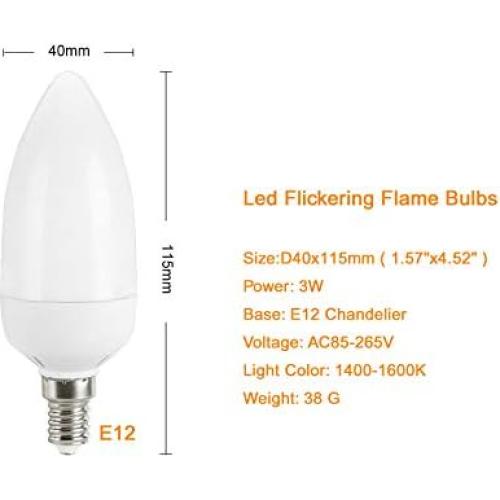 Bombilla LED E12 QLEE 3W Luz Cálida Parpadeante 2 Paquete