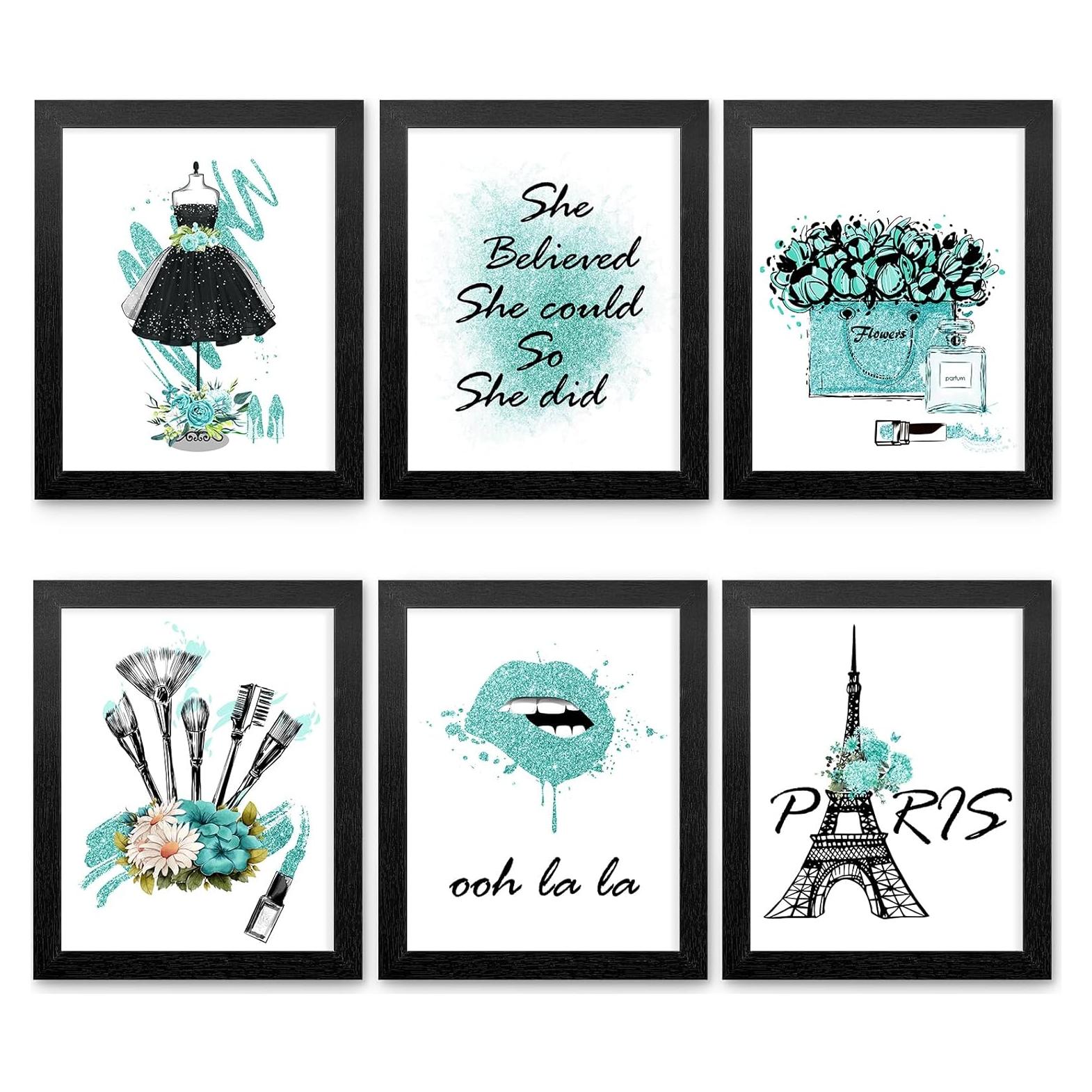 Impresiones de Arte de Pared Enmarcadas HoozGee 20x25cm Glam Teal
