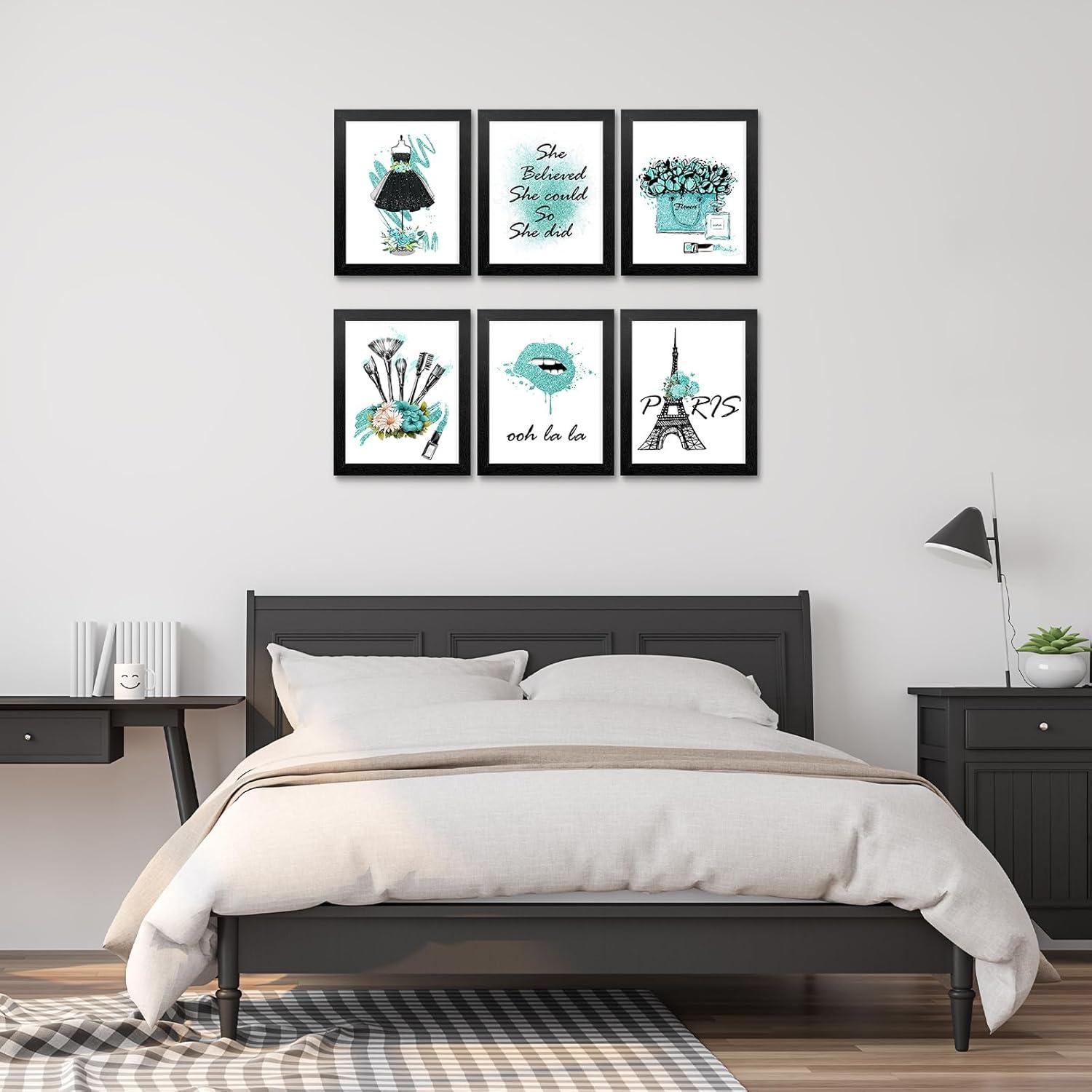 Impresiones de Arte de Pared Enmarcadas HoozGee 20x25cm Glam Teal