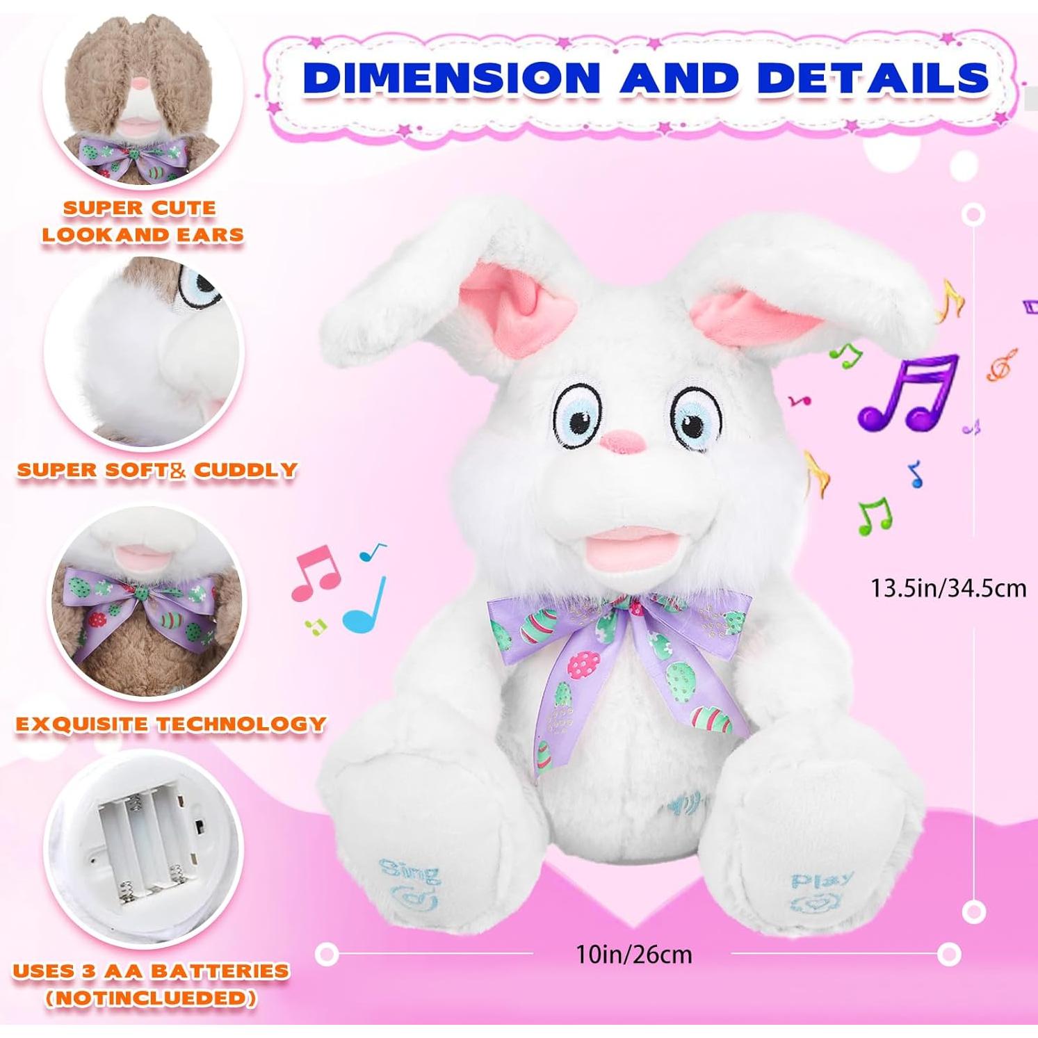 Conejo de Peluche Musical Interactivo Zhong Le 30.48 cm Beige