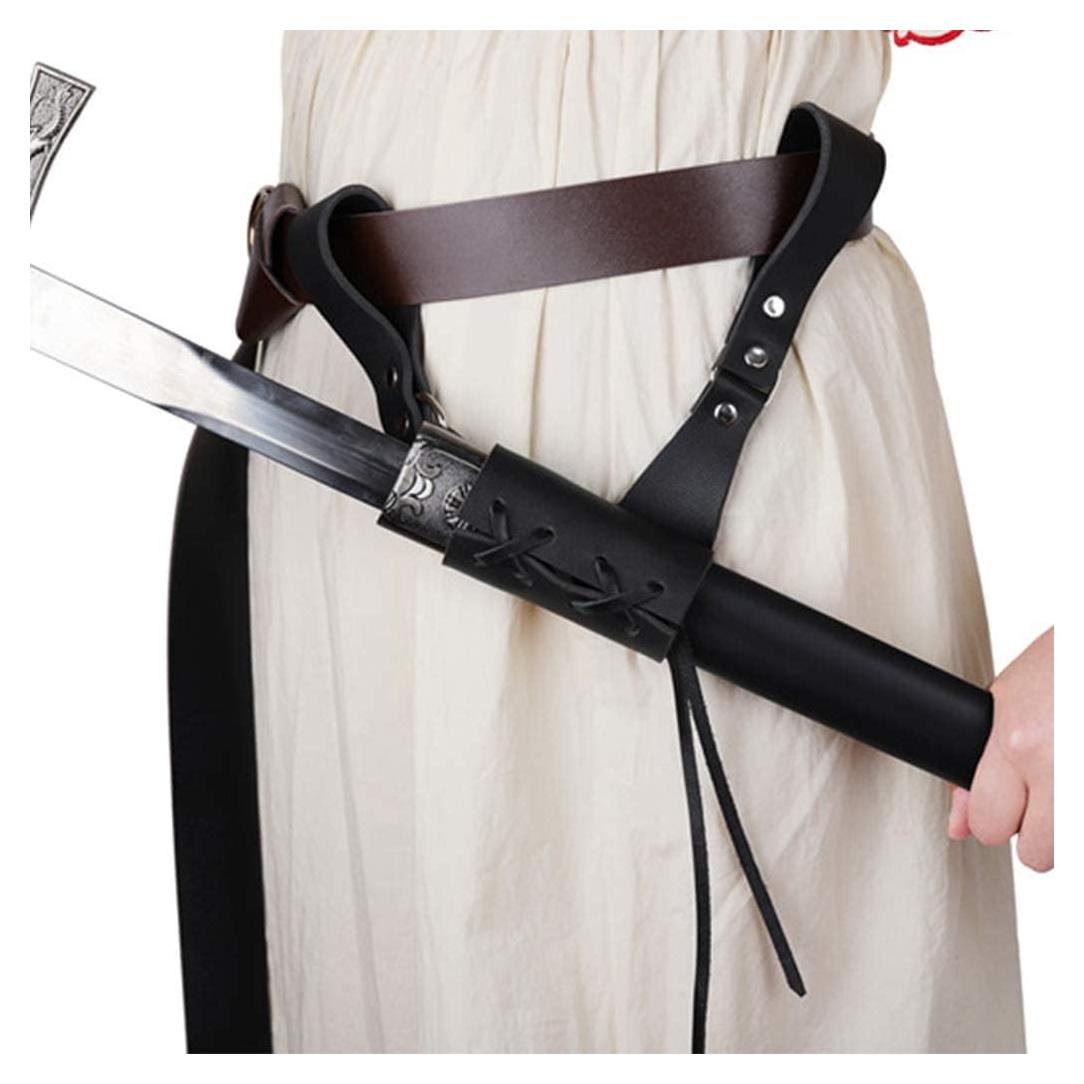 Frog de espada de cuero PU medieval ajustable para rapier