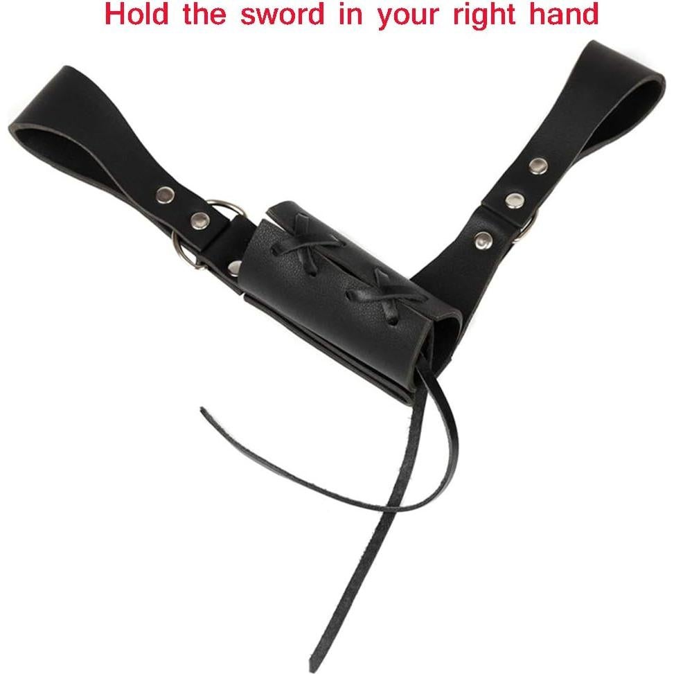 Frog de espada de cuero PU medieval ajustable para rapier