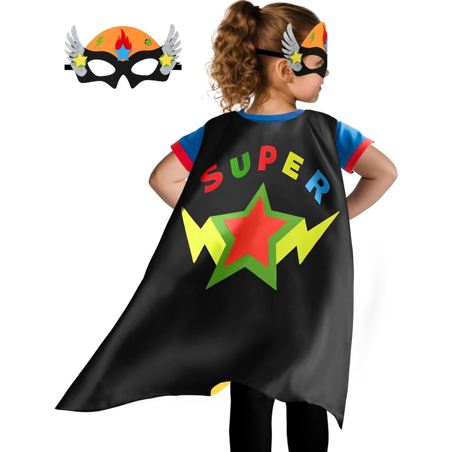 Capa y Máscara de Superhéroe D.Q.Z para Niños - 69.85 cm