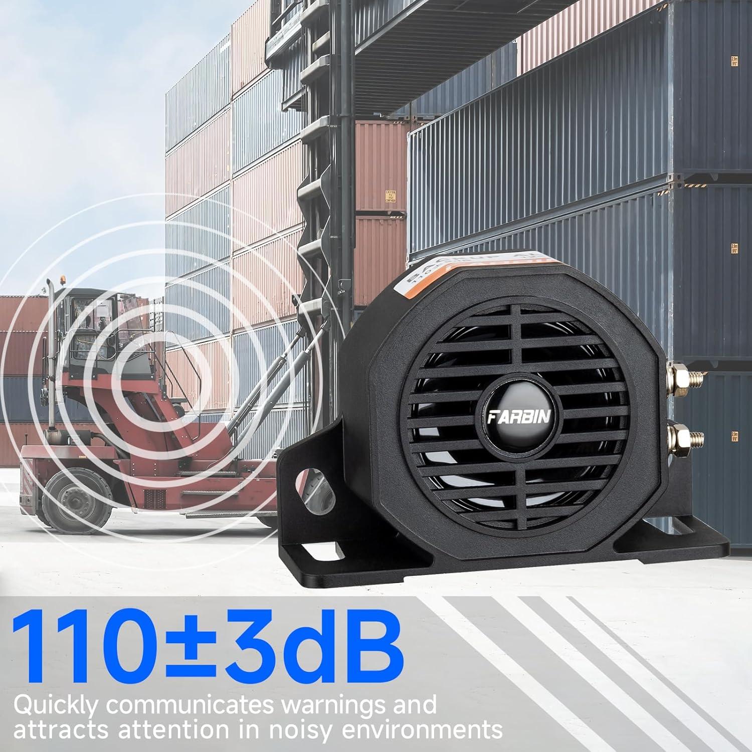 Alarma de Respaldo FARBIN 110dB 12V-48V Impermeable