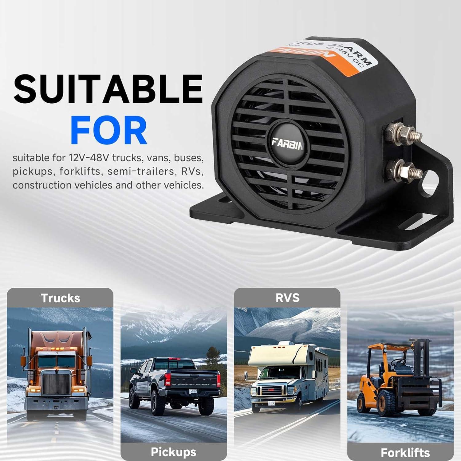 Alarma de Respaldo FARBIN 110dB 12V-48V Impermeable