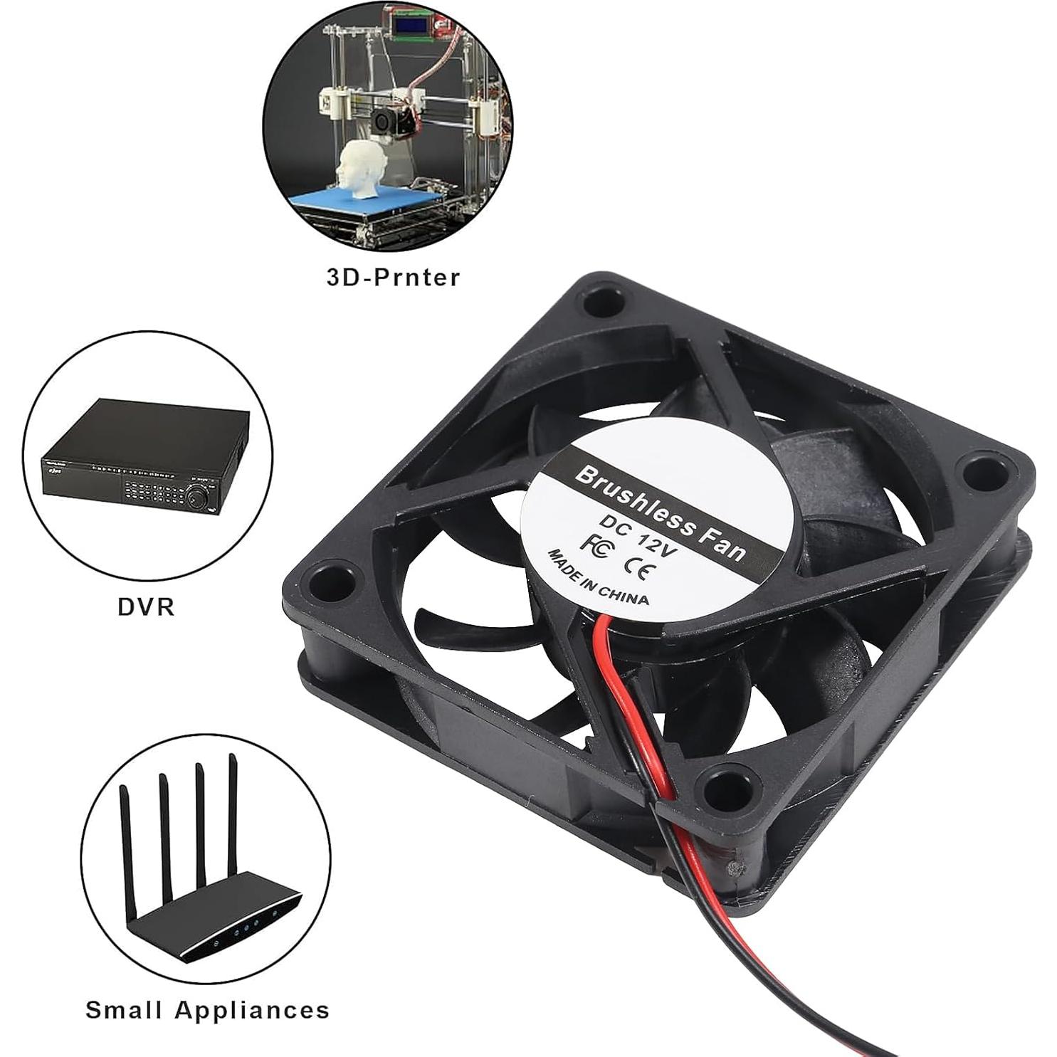 4 Ventiladores Silenciosos AITIAO 6010 12V 60x60x10mm