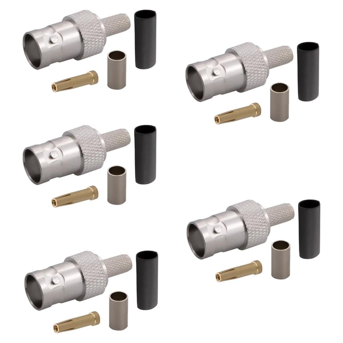 Conectores BNC hembra crimpado 50 Ohm RFetomax - Paquete de 5