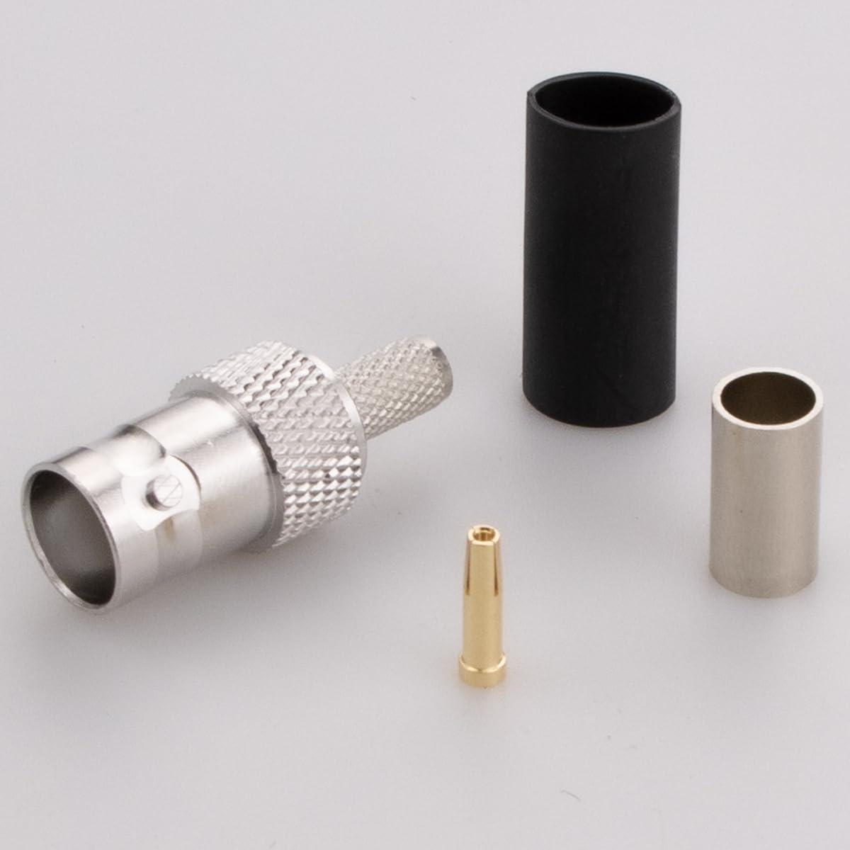 Conectores BNC hembra crimpado 50 Ohm RFetomax - Paquete de 5