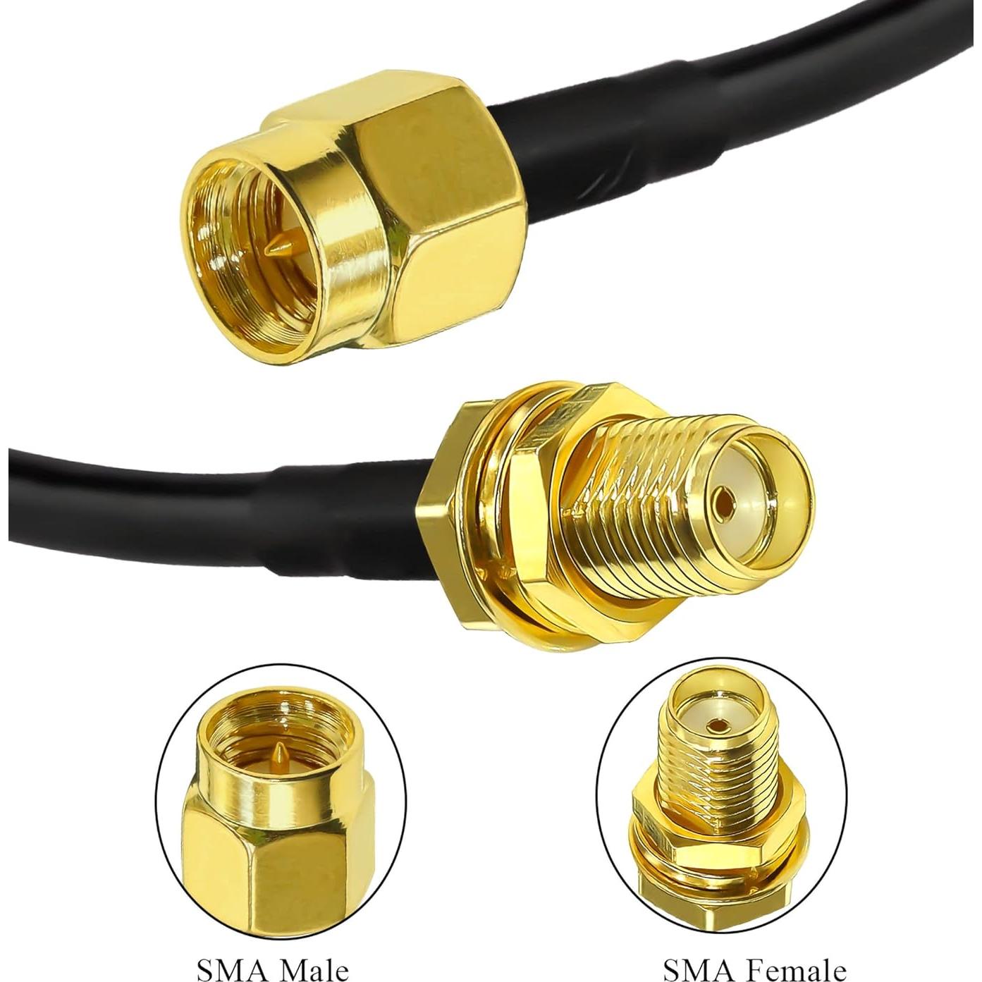 Cable Coaxial SMA RG58 Tuolnk 30cm Macho a Hembra 2 Piezas