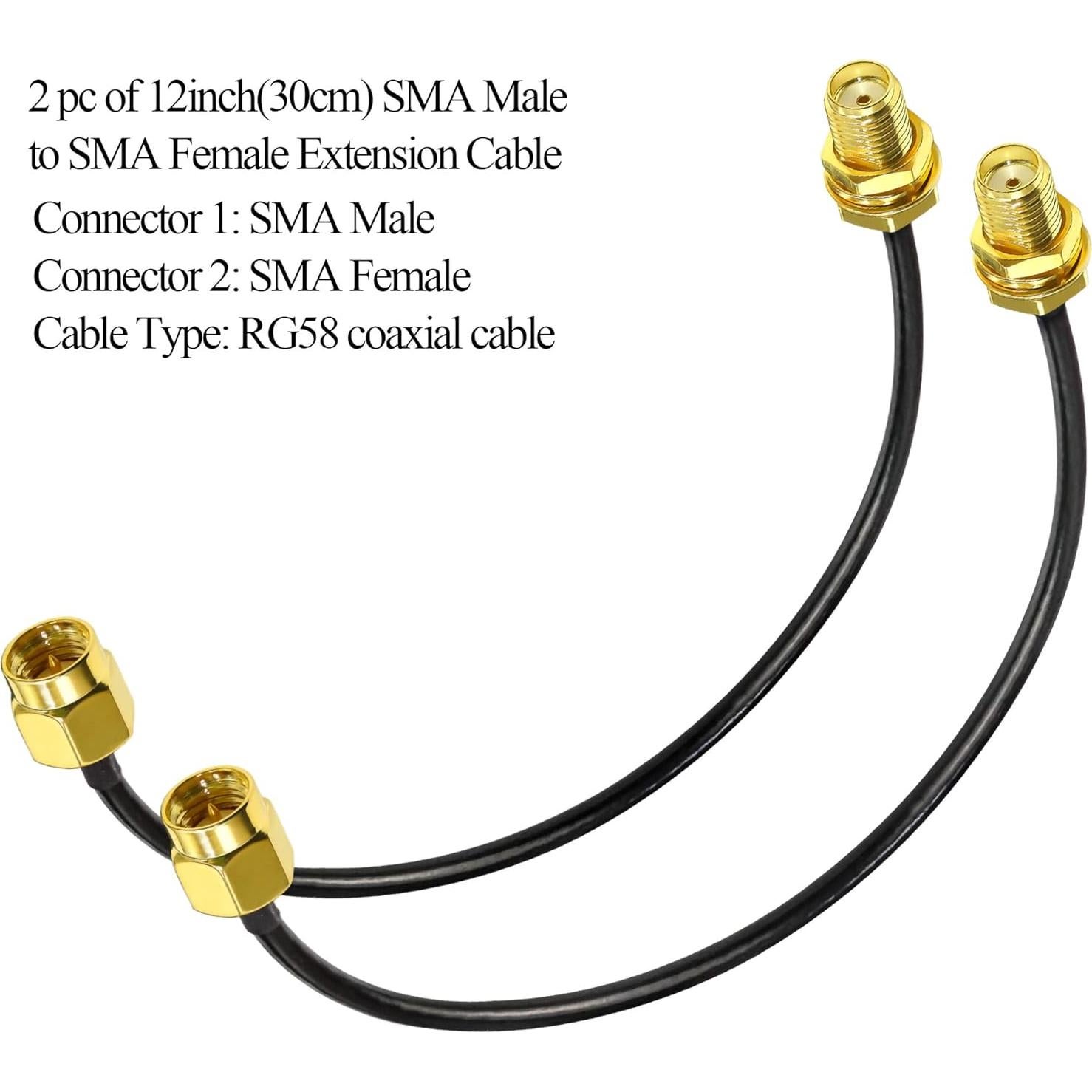 Cable Coaxial SMA RG58 Tuolnk 30cm Macho a Hembra 2 Piezas