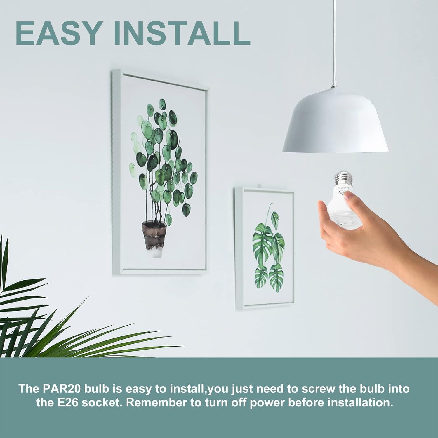 Bombillas LED PAR20 5000K Regulables E26 4 Unidades 7W