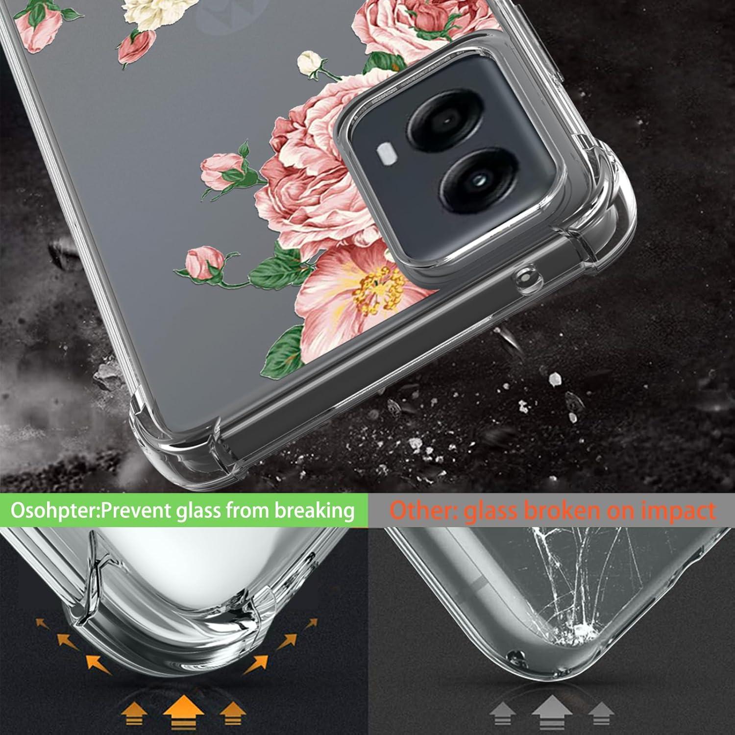 Funda Moto G 5G 2024 Osophter Gran Flor Rosa con Protector