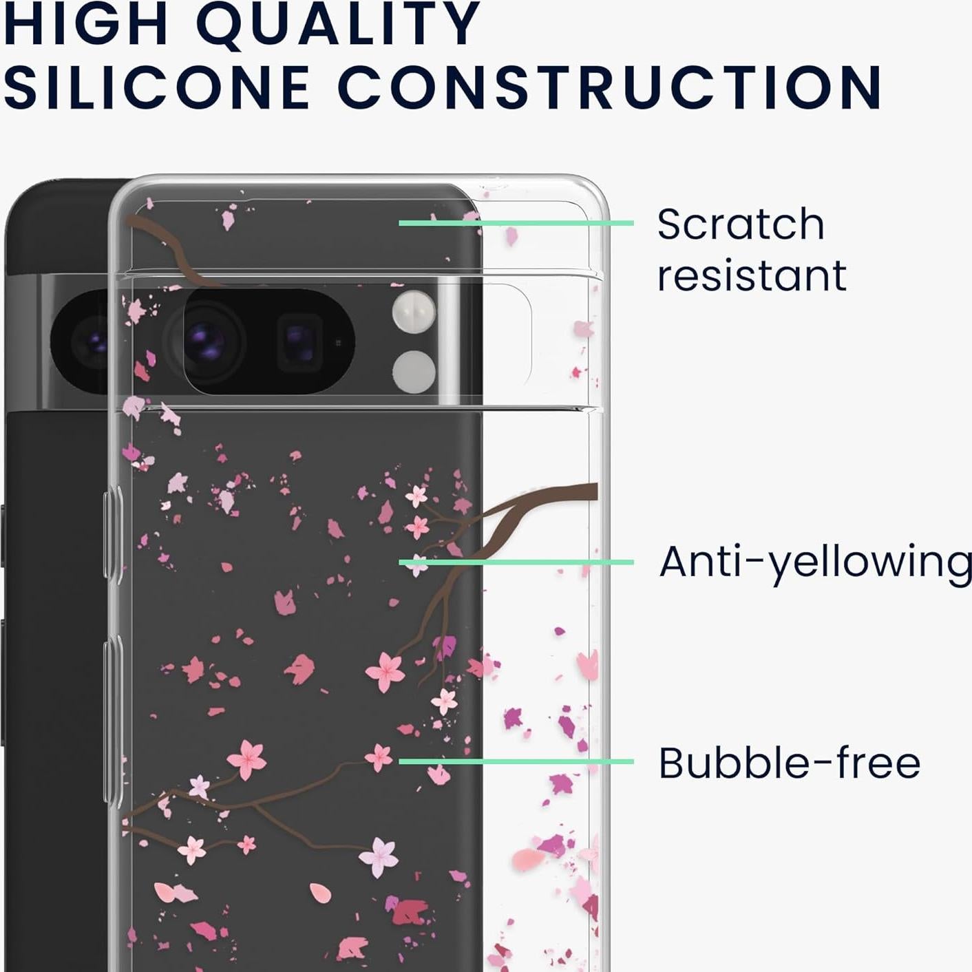 Funda Transparente KW-Mobile para Google Pixel 8 Pro - Flores de Cerezo