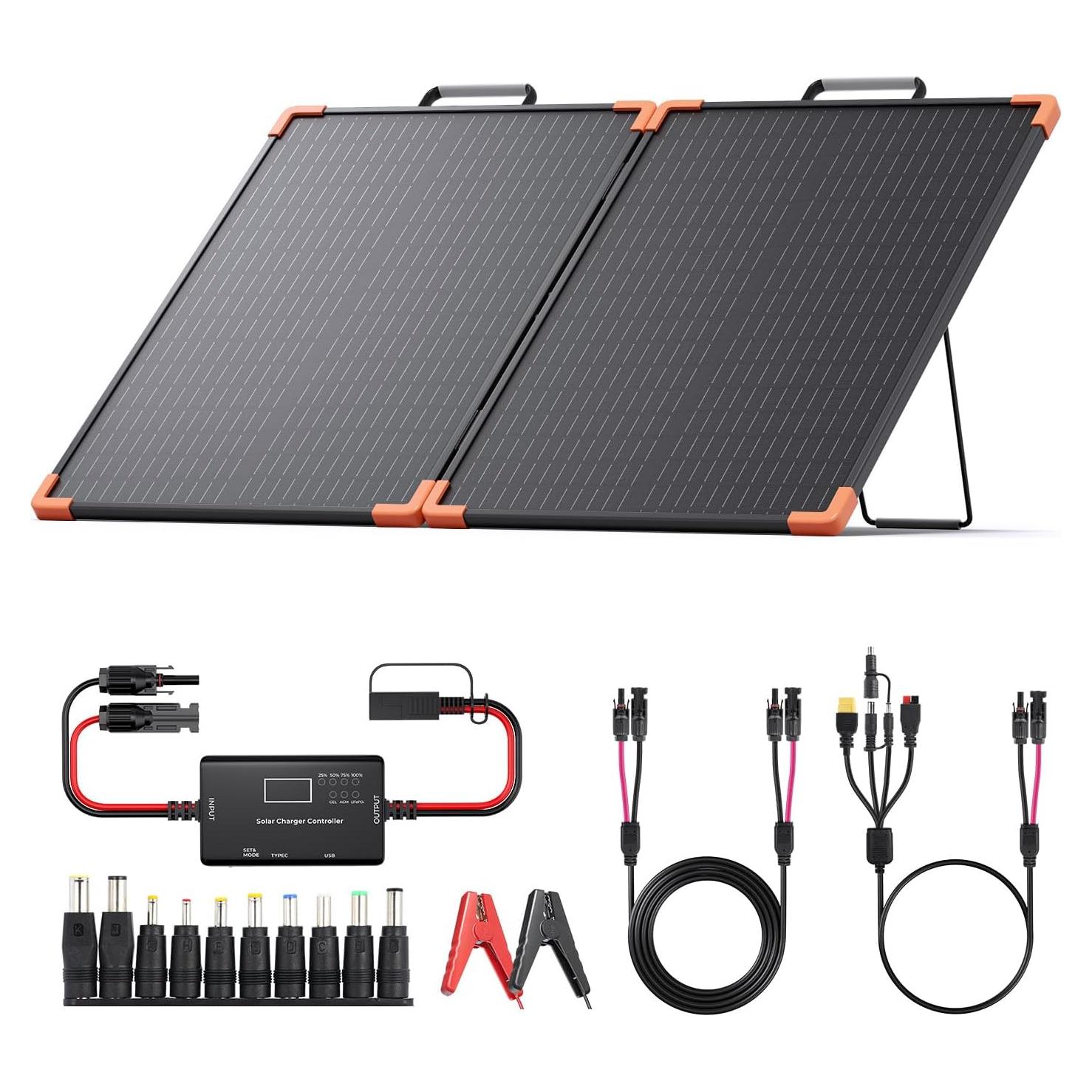 Panel Solar Portátil ZOUPW 100W Plegable IP68 para Camping