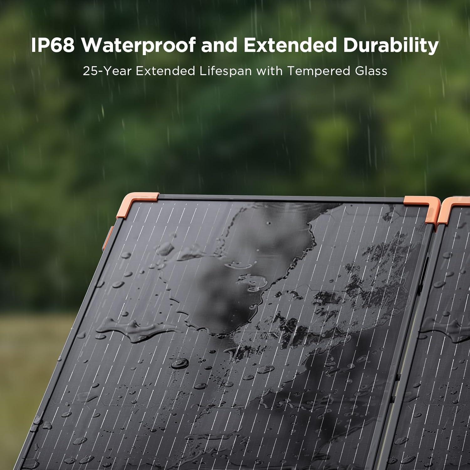 Panel Solar Portátil ZOUPW 100W Plegable IP68 para Camping