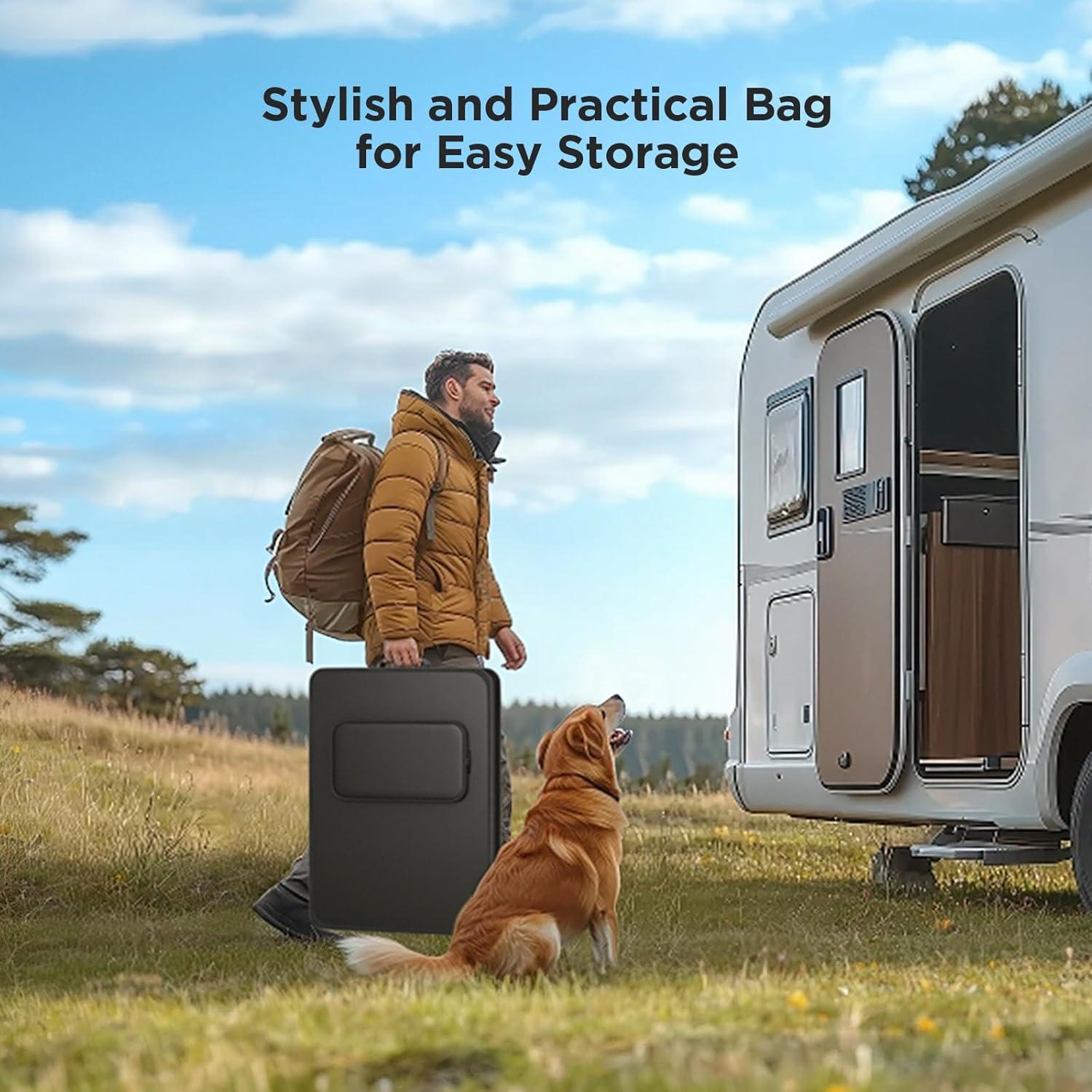 Panel Solar Portátil ZOUPW 100W Plegable IP68 para Camping