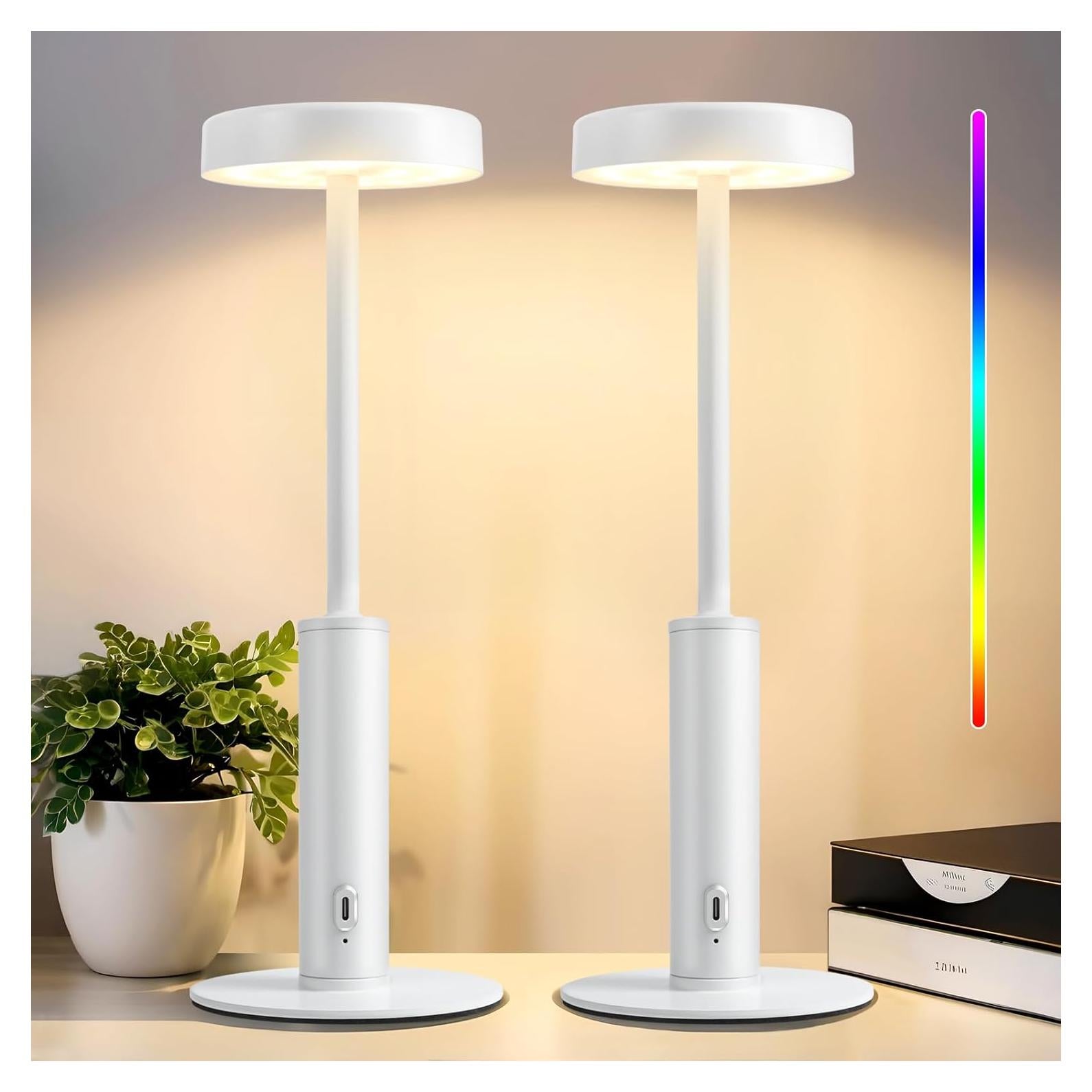 Paquete de 2 Lámparas de Mesa Inalámbricas Recargables Wowag