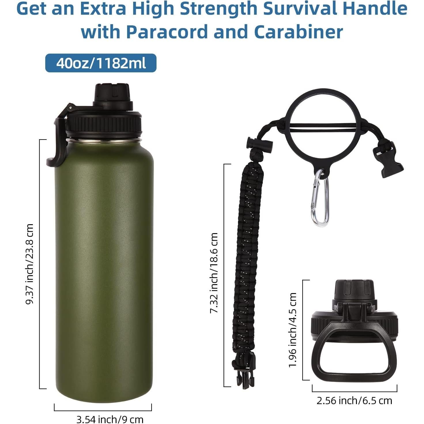 Botella de Agua Aislada Volhoply 40 oz Acero Inoxidable Verde