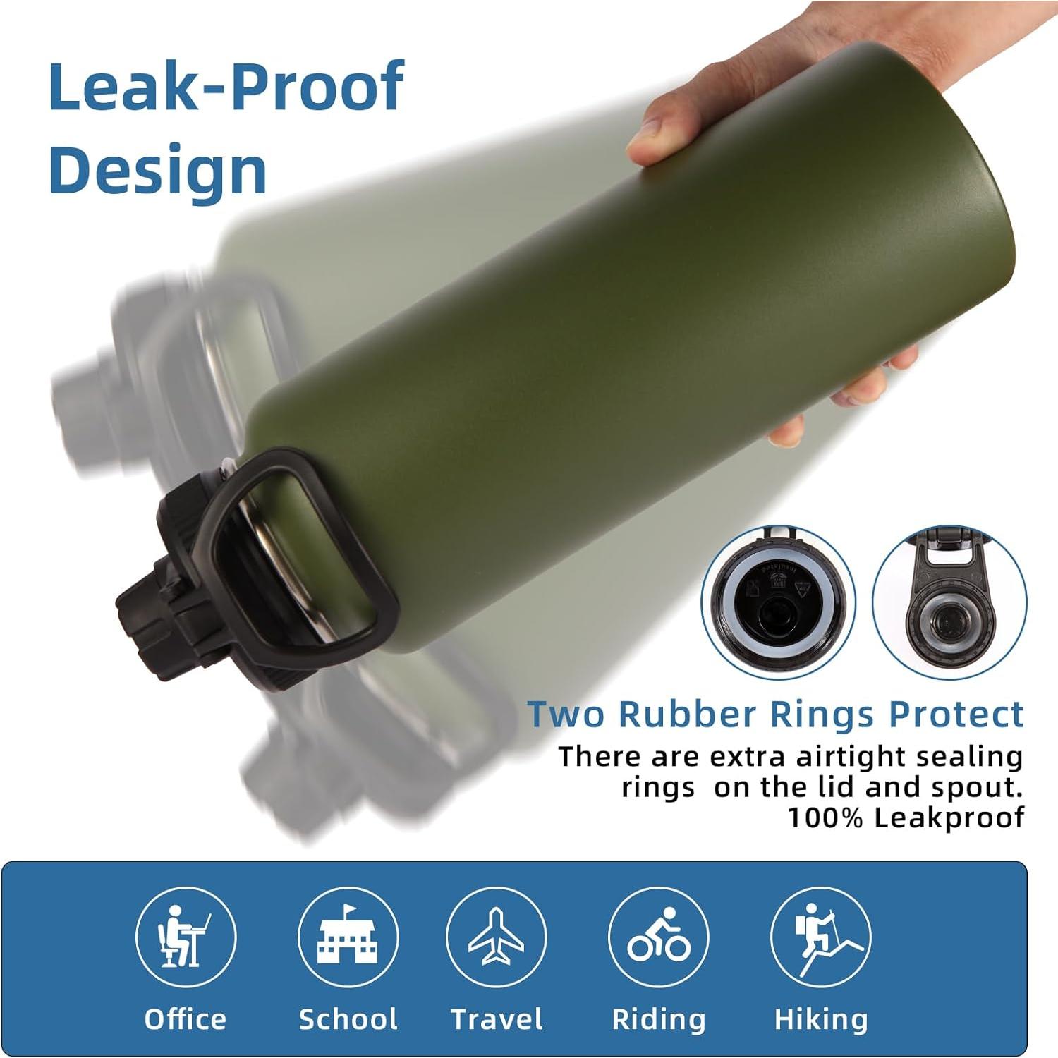 Botella de Agua Aislada Volhoply 40 oz Acero Inoxidable Verde