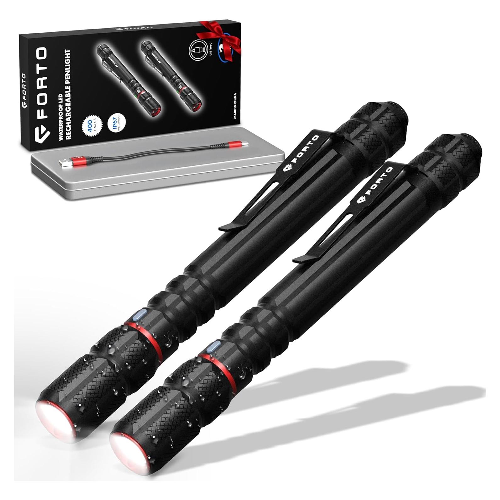 Linterna Recargable FORTO en Forma de Bolígrafo 400 Lúmenes IP67