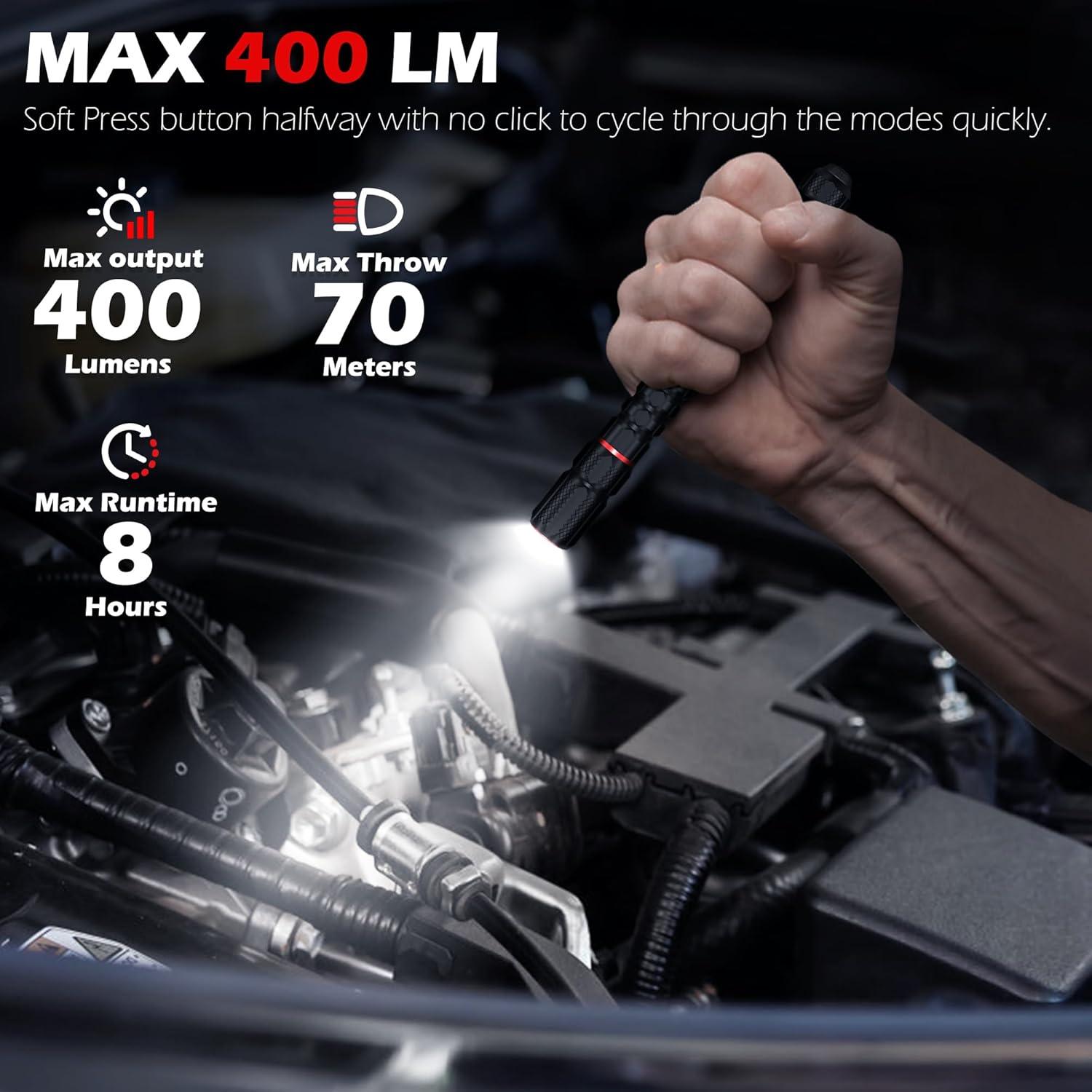 Linterna Recargable FORTO en Forma de Bolígrafo 400 Lúmenes IP67