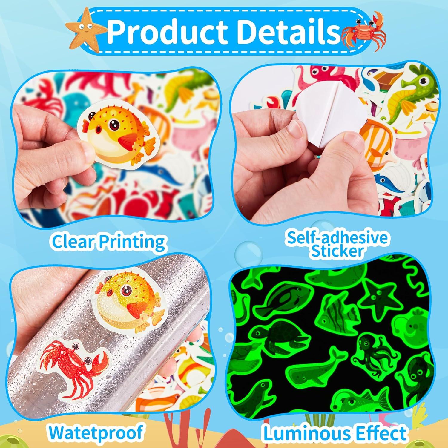 Pegatinas Luminosas de Animales Marinos Robmoda - 52 Pcs