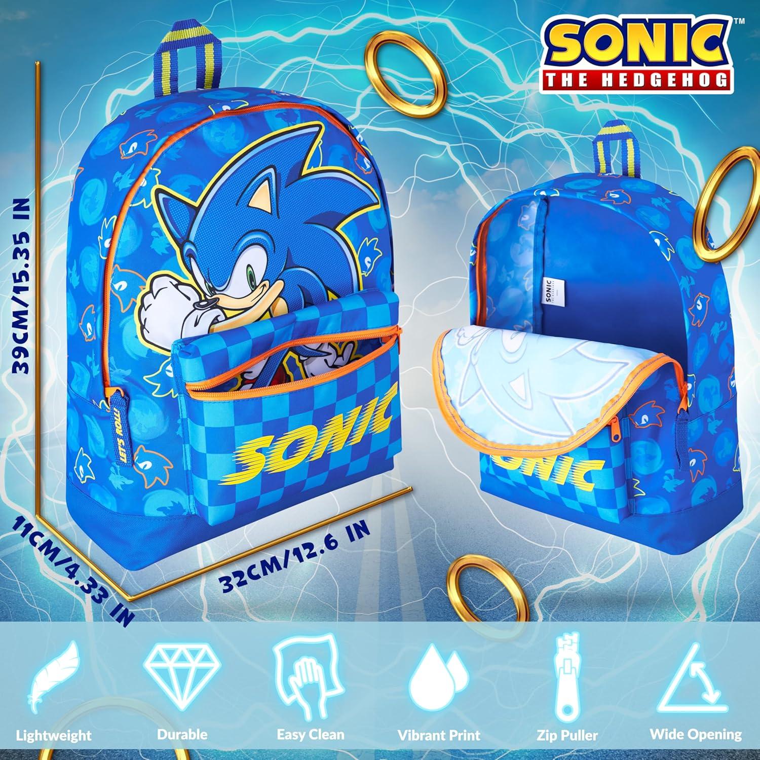 Mochila Escolar Sonic The Hedgehog Niños 39x32x11cm Azul
