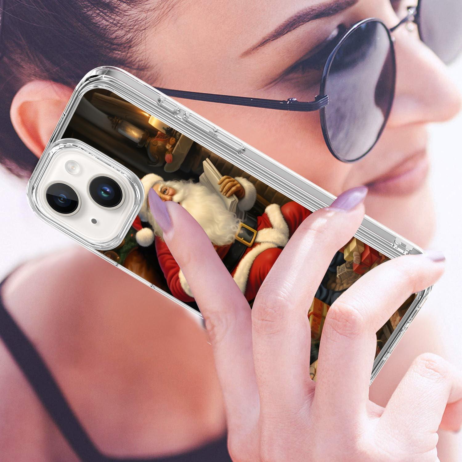 Funda Navideña LUHOURI para iPhone 14 con Protector de Pantalla