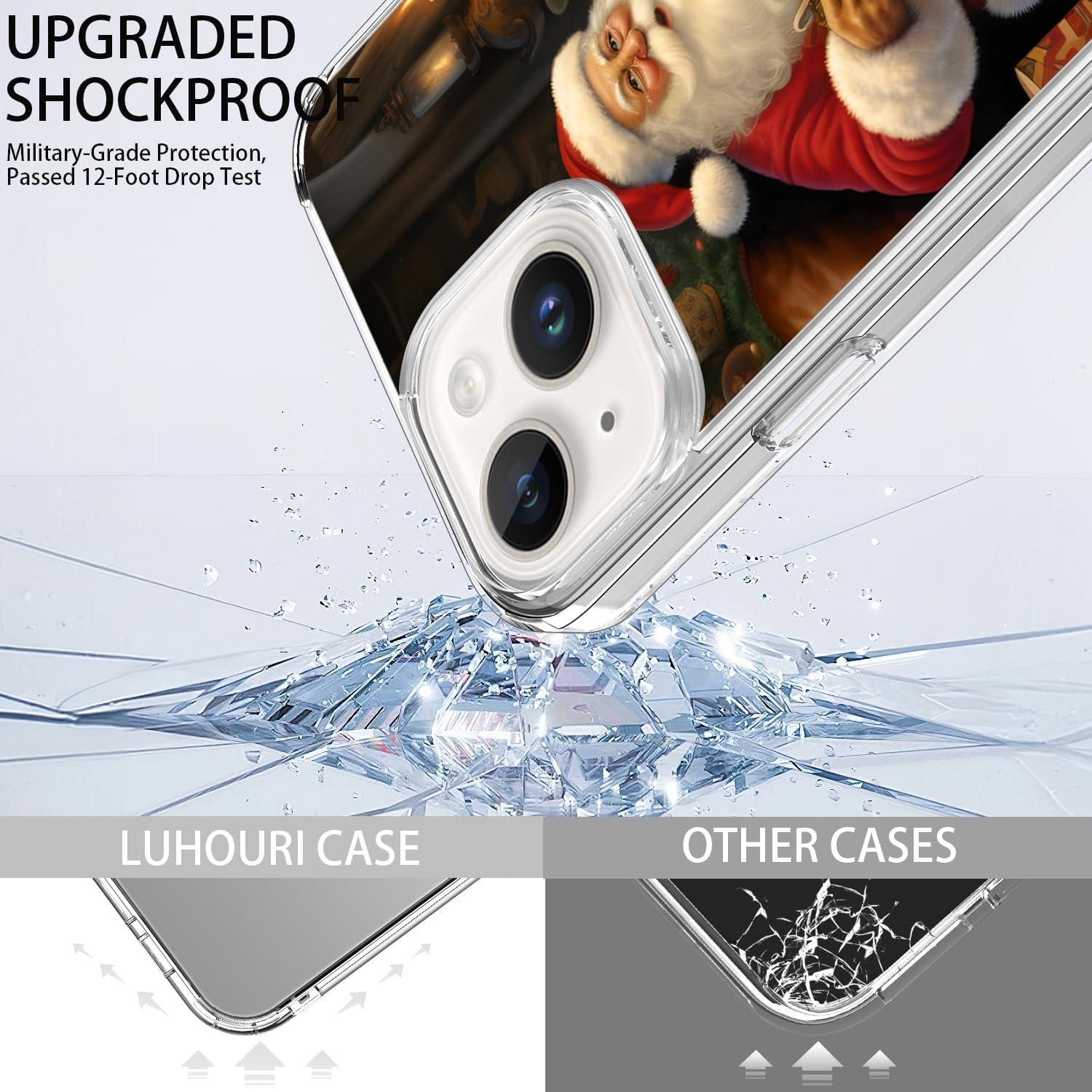 Funda Navideña LUHOURI para iPhone 14 con Protector de Pantalla