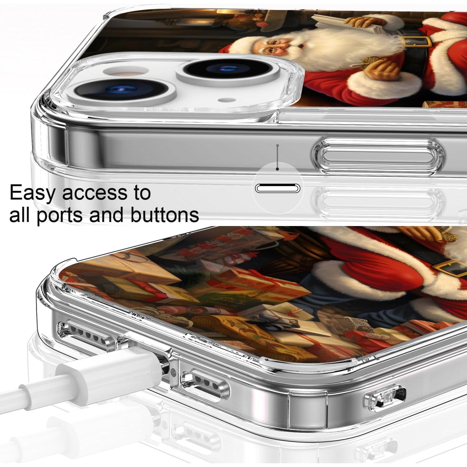 Funda Navideña LUHOURI para iPhone 14 con Protector de Pantalla