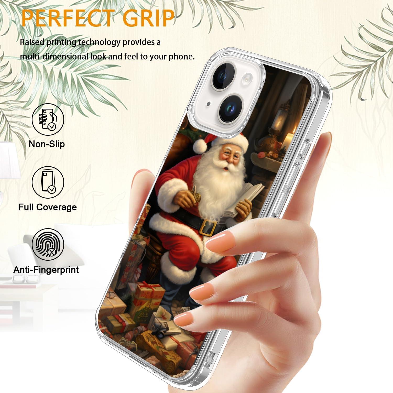 Funda Navideña LUHOURI para iPhone 14 con Protector de Pantalla