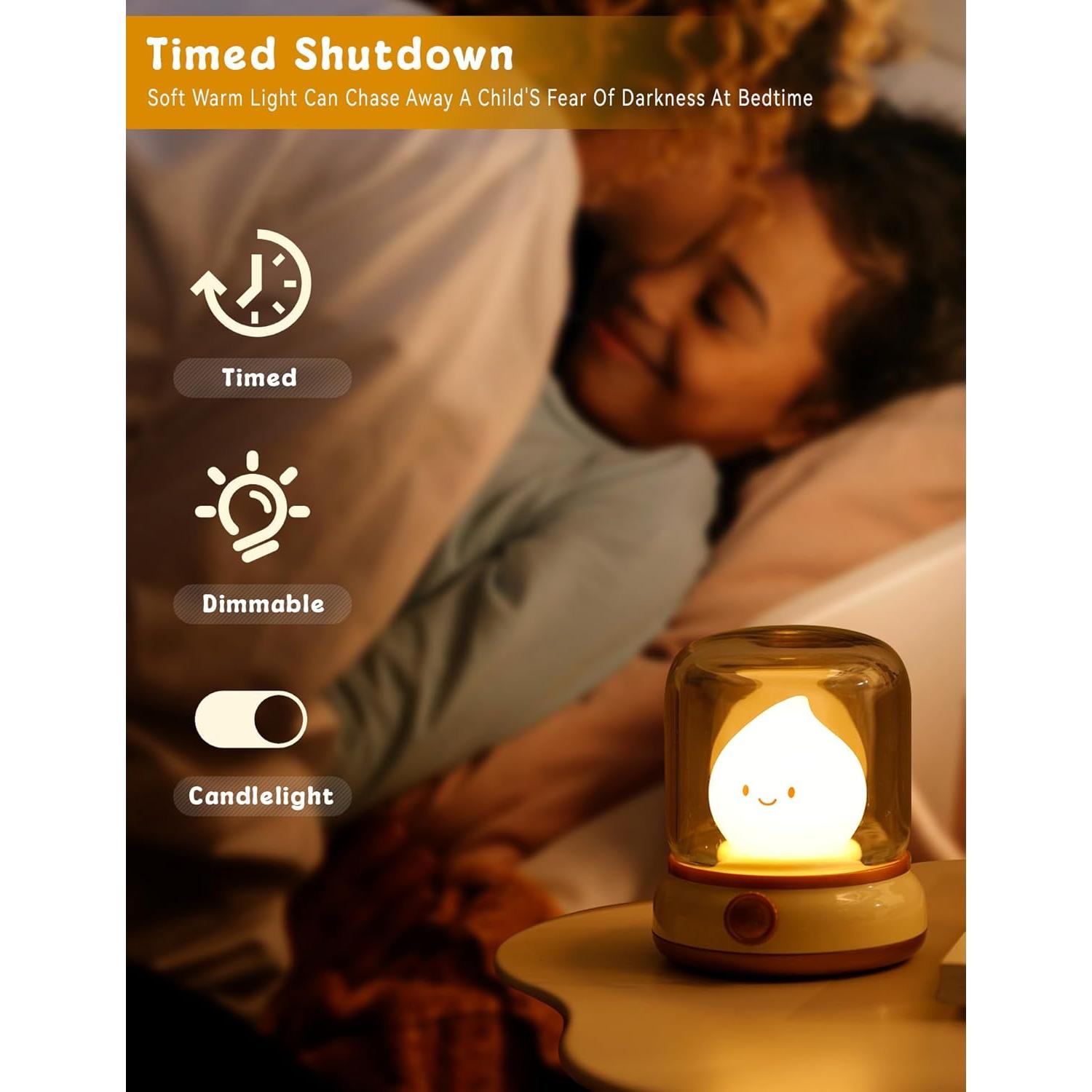 Lámpara LED Sin Llama WANIDEA Amarilla Regulable para Niños