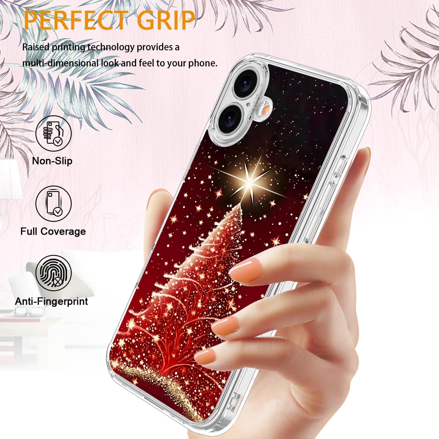 Funda Navideña LUHOURI para iPhone 16 con Protector de Pantalla