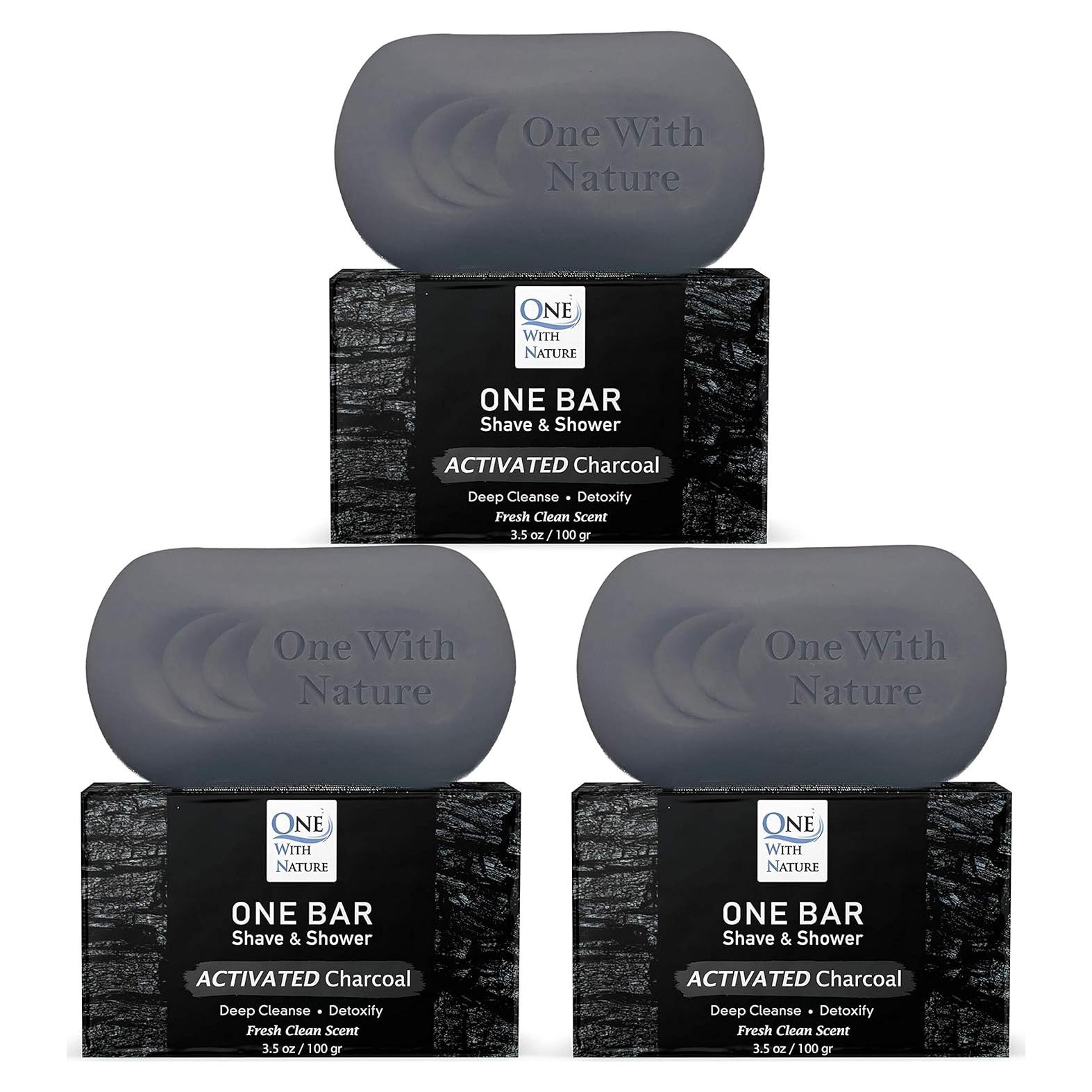 Jabón Natural de Carbón Activado One With Nature - 3 Barras