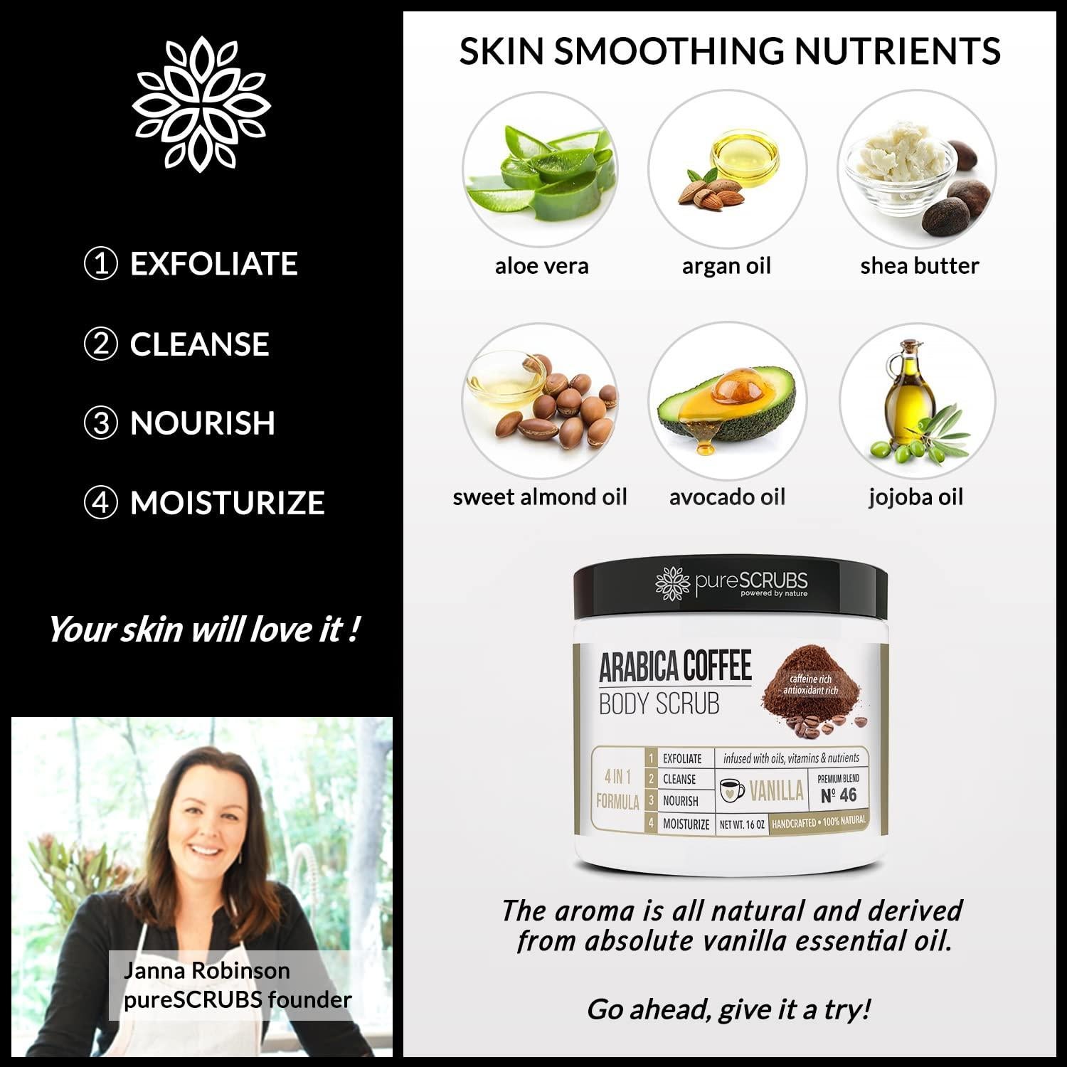 Exfoliante Corporal Orgánico pureSCRUBS Café Arabica 453g Vainilla