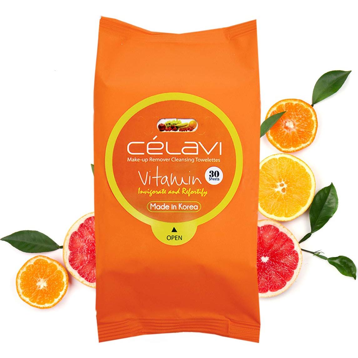 Toallitas Desmaquillantes Celavi 30 Unidades - Albaricoque, Vitamina, Pepino