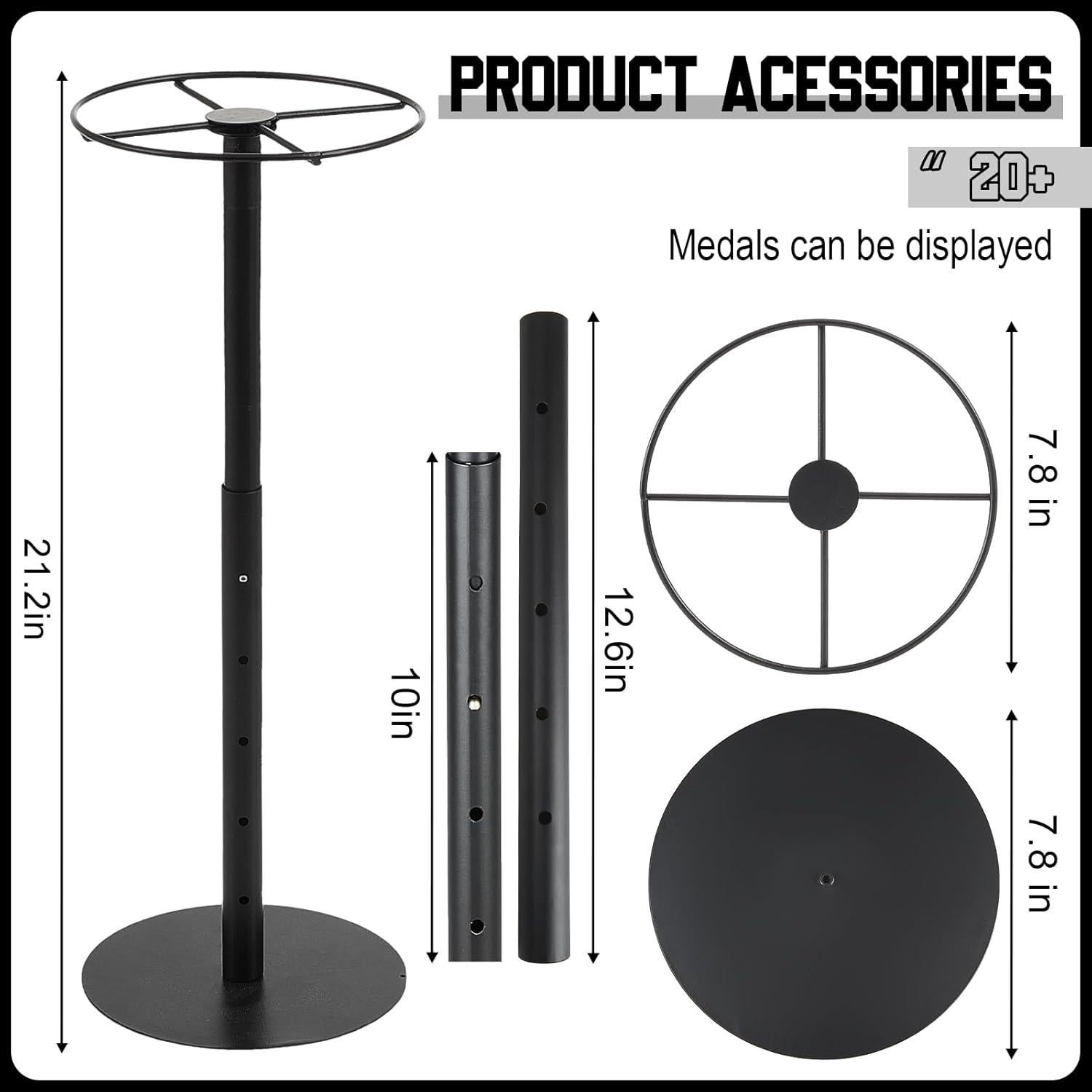 Soporte para Medallas Shimeyao Ajustable 20+ Medallas Negro
