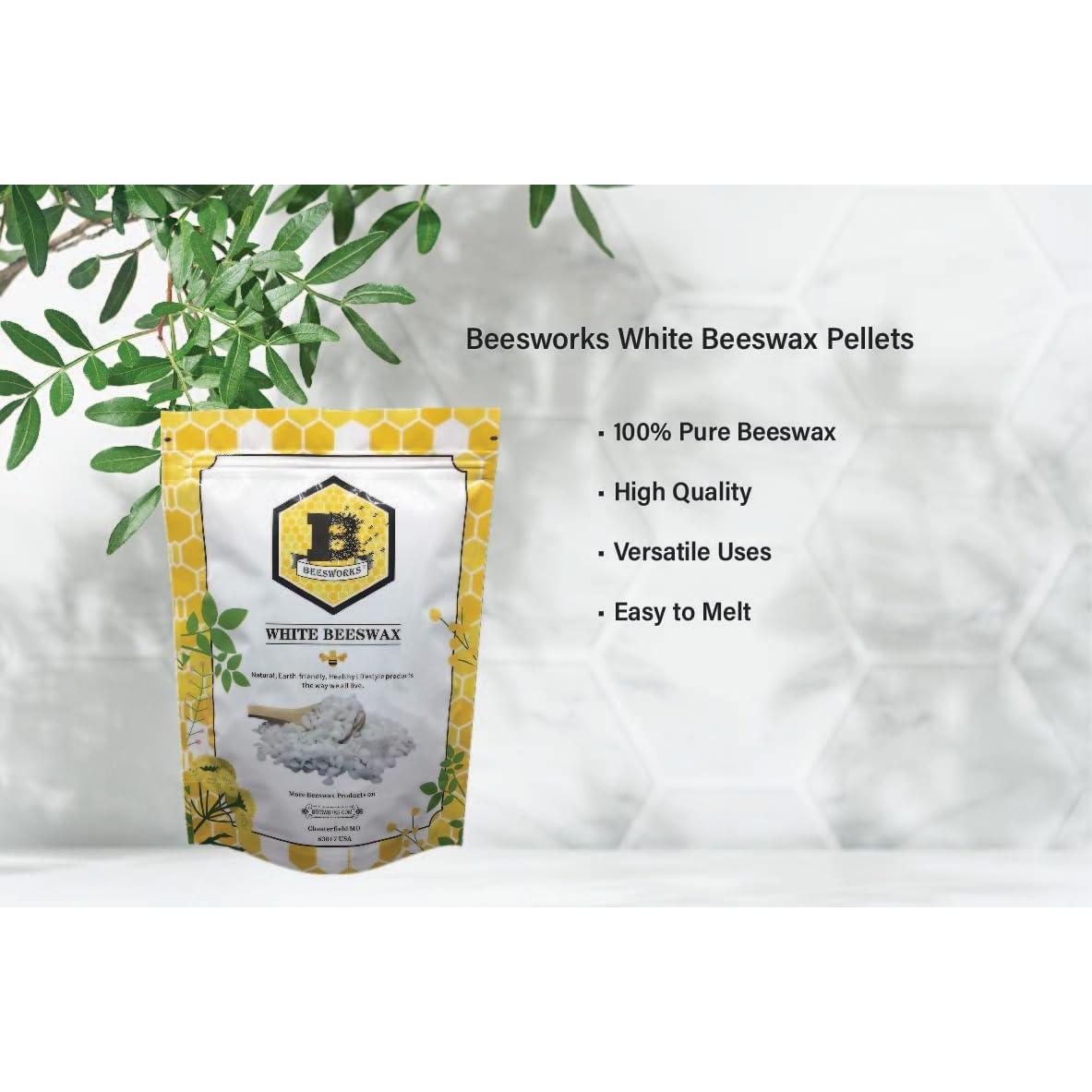 Pellets de Cera de Abeja Blanca Beesworks 450g Grado Cosmético